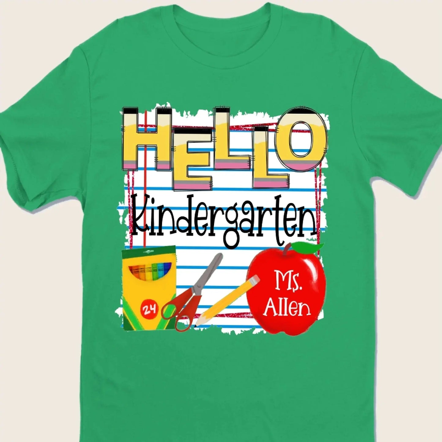 Hello Grade Back to School Shirt – Personalized Teacher T-Shirt with Custom Name & Grade, Gift for First Day of School Ezcustomize