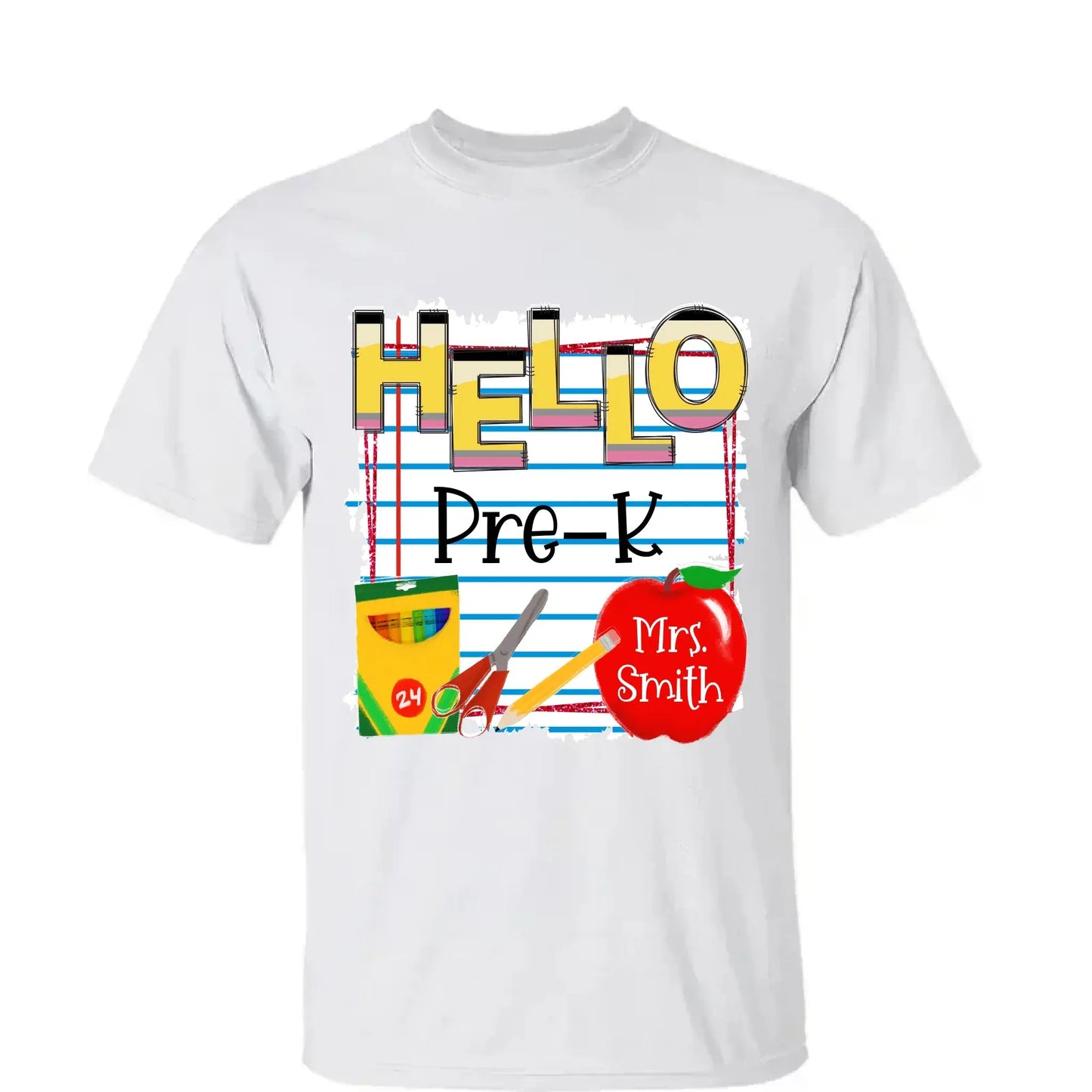 Hello Grade Back to School Shirt – Personalized Teacher T-Shirt with Custom Name & Grade, Gift for First Day of School Ezcustomize
