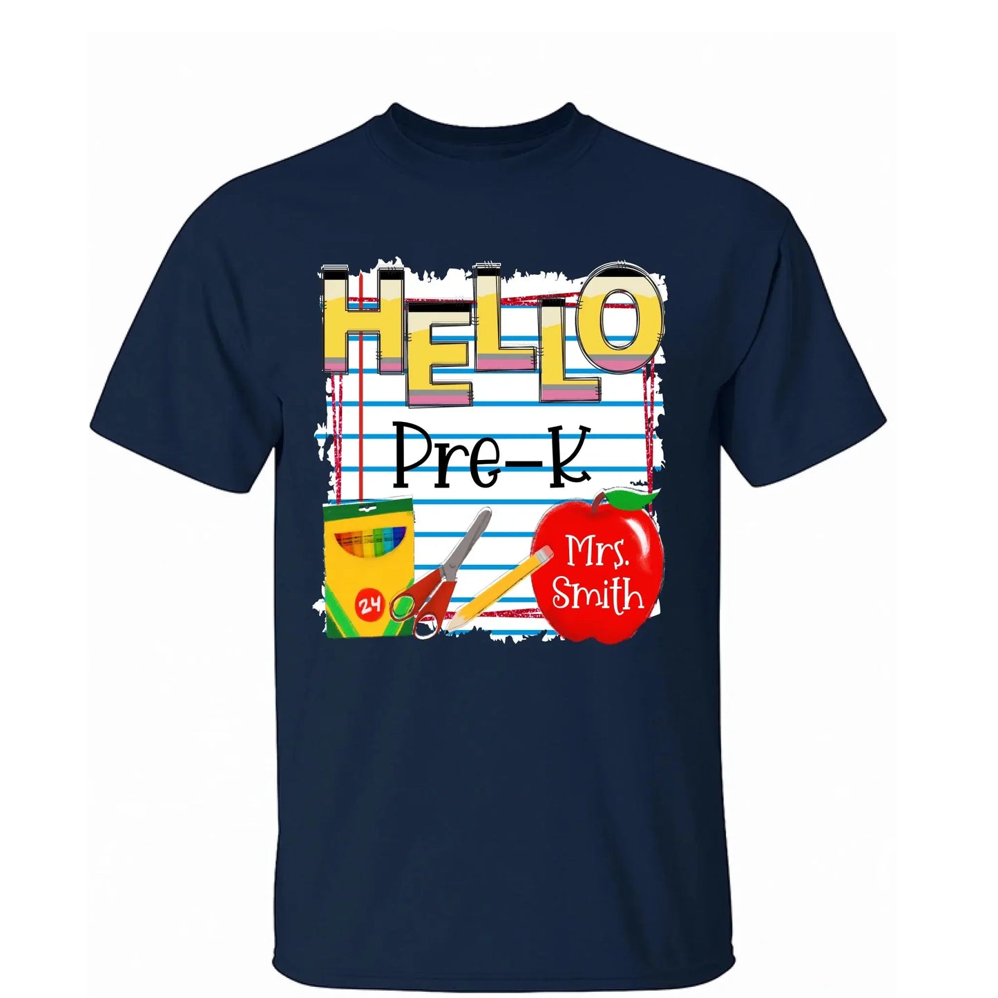 Hello Grade Back to School Shirt – Personalized Teacher T-Shirt with Custom Name & Grade, Gift for First Day of School Ezcustomize