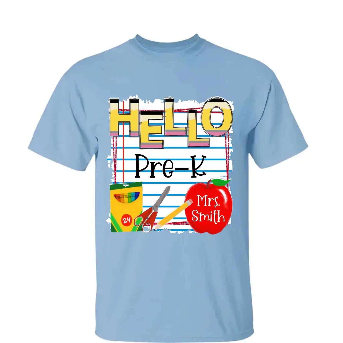 Hello Grade Back to School Shirt – Personalized Teacher T-Shirt with Custom Name & Grade, Gift for First Day of School Ezcustomize