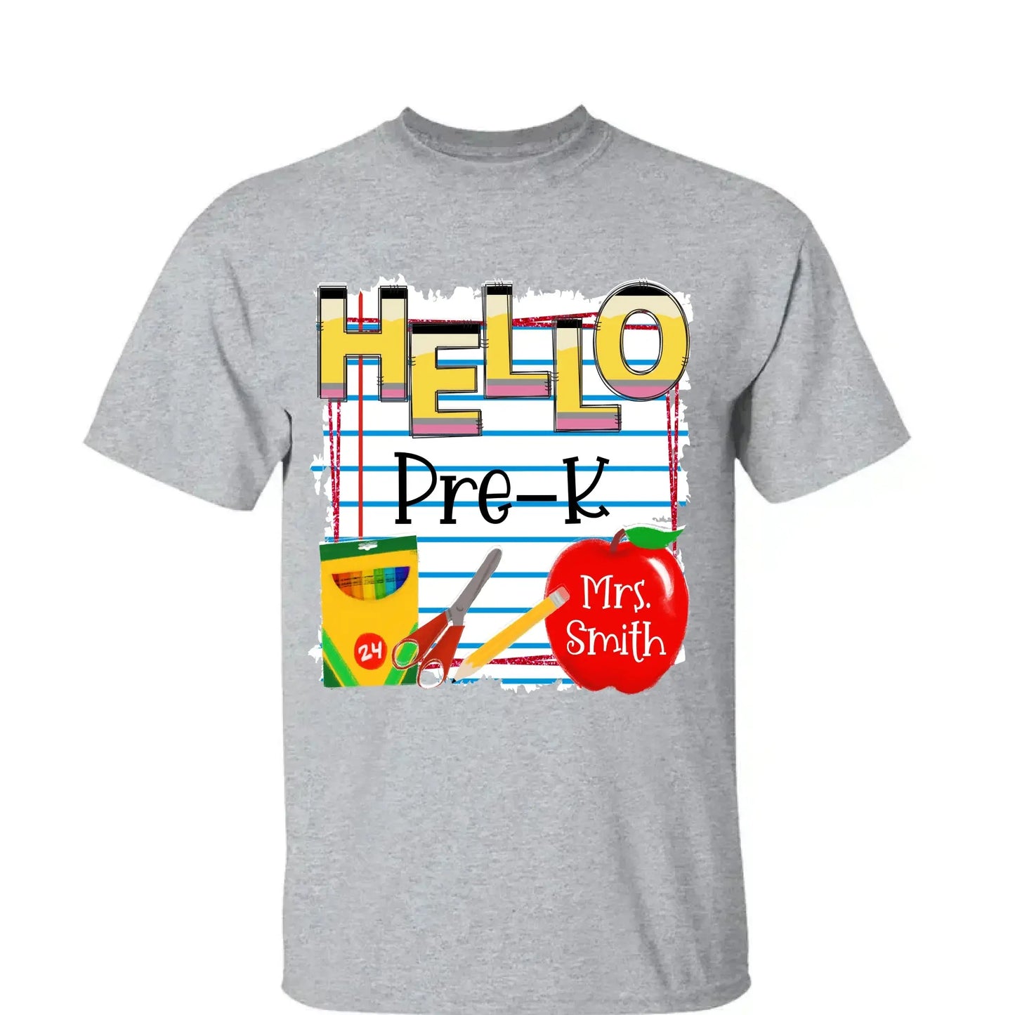 Hello Grade Back to School Shirt – Personalized Teacher T-Shirt with Custom Name & Grade, Gift for First Day of School Ezcustomize