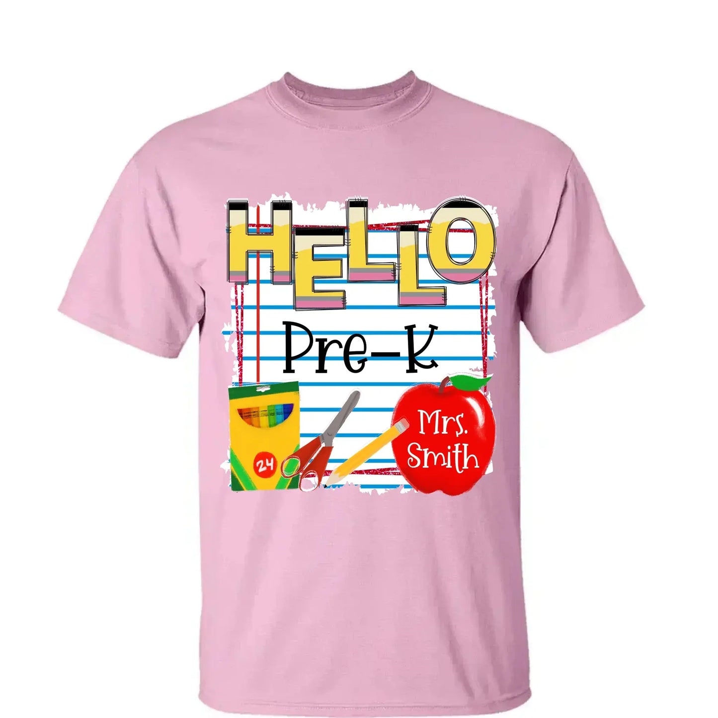 Hello Grade Back to School Shirt – Personalized Teacher T-Shirt with Custom Name & Grade, Gift for First Day of School Ezcustomize