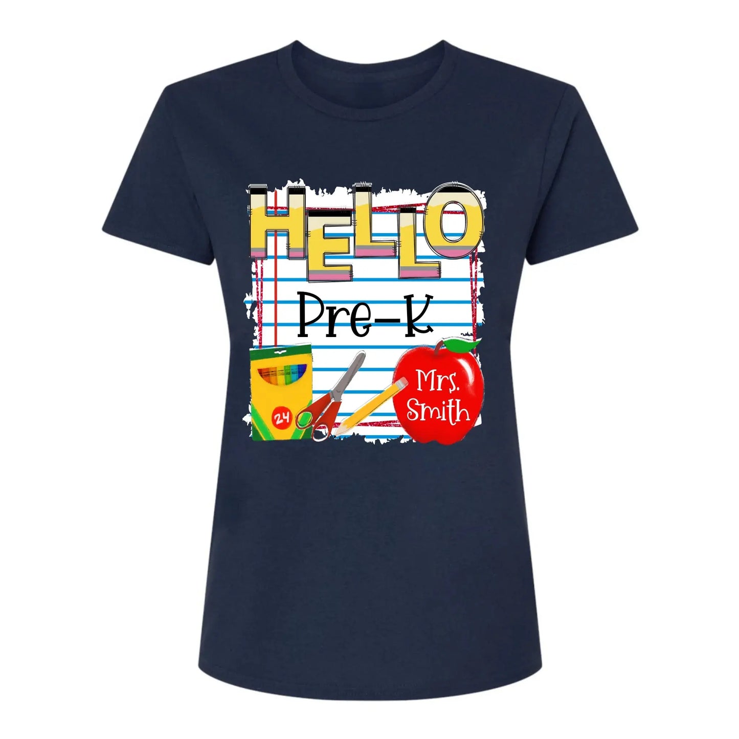 Hello Grade Back to School Shirt – Personalized Teacher T-Shirt with Custom Name & Grade, Gift for First Day of School Ezcustomize