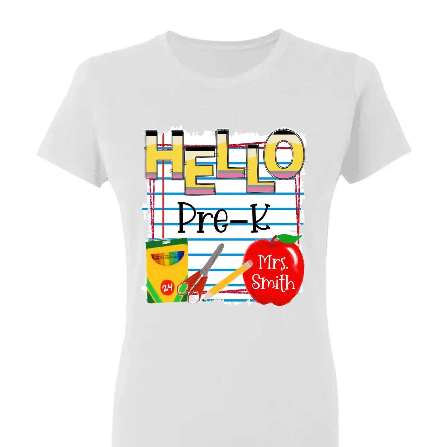 Hello Grade Back to School Shirt – Personalized Teacher T-Shirt with Custom Name & Grade, Gift for First Day of School Ezcustomize