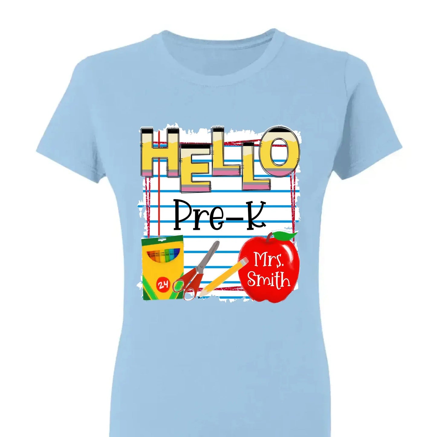 Hello Grade Back to School Shirt – Personalized Teacher T-Shirt with Custom Name & Grade, Gift for First Day of School Ezcustomize