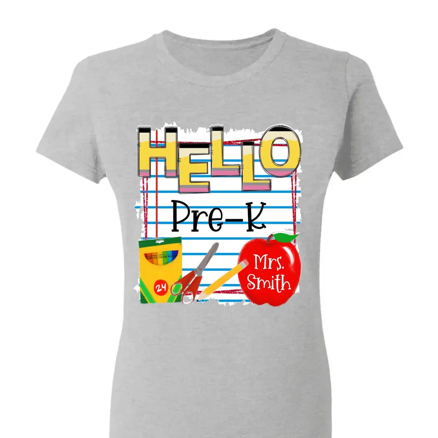 Hello Grade Back to School Shirt – Personalized Teacher T-Shirt with Custom Name & Grade, Gift for First Day of School Ezcustomize