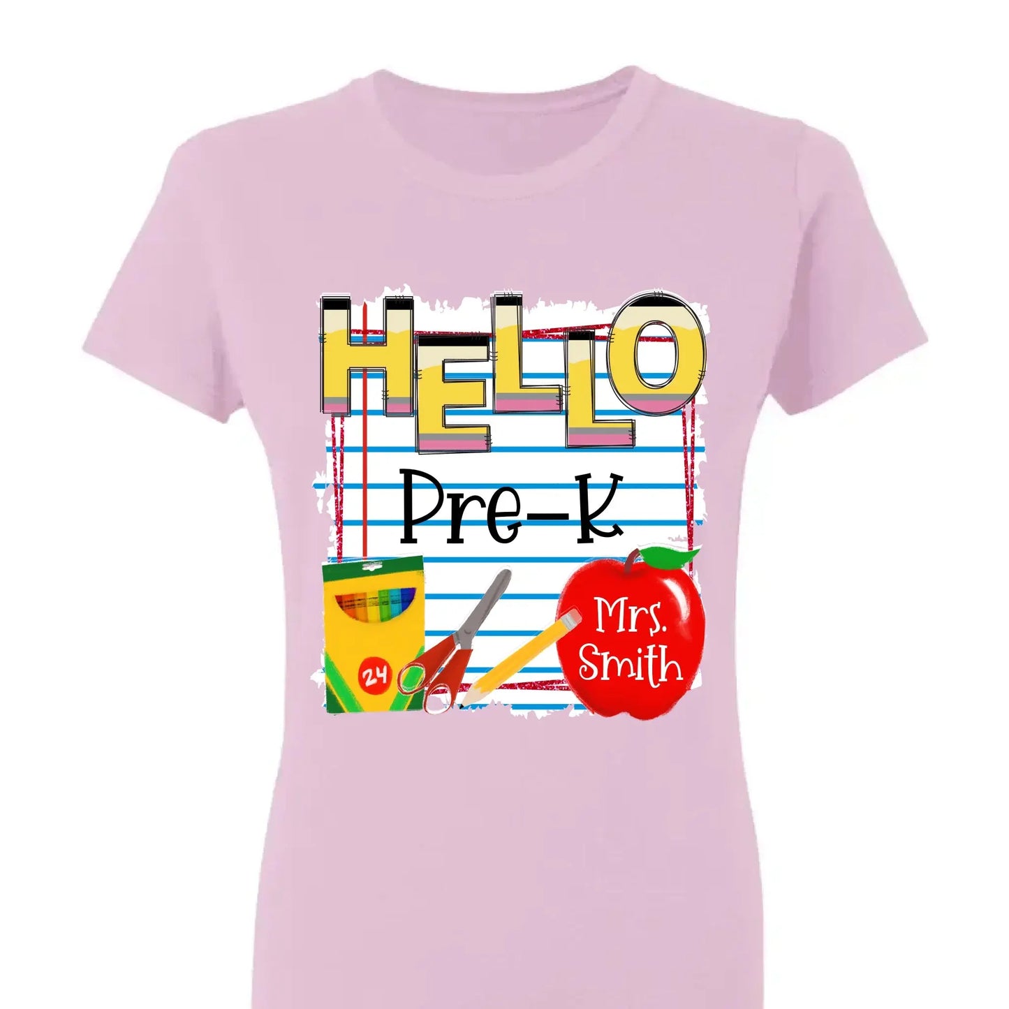 Hello Grade Back to School Shirt – Personalized Teacher T-Shirt with Custom Name & Grade, Gift for First Day of School Ezcustomize