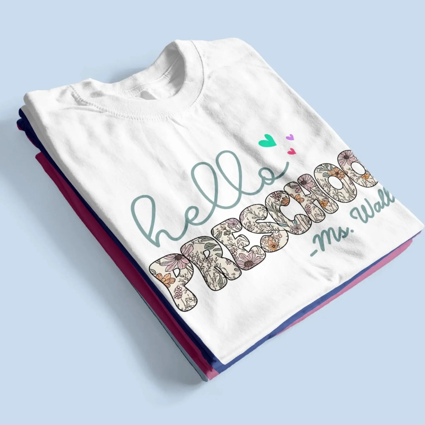 Hello Grade Teacher Shirt – Custom Back to School Floral Tee with Grade and Name, Gift for Preschool Pre-K Kindergarten Teachers Ezcustomize