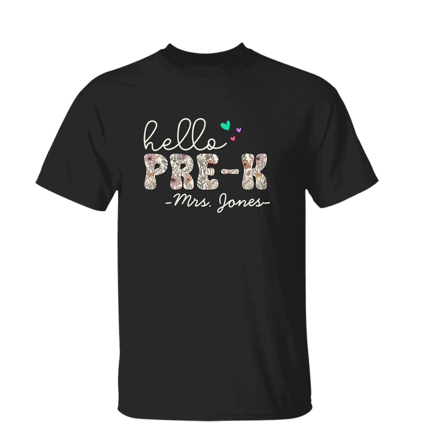 Hello Grade Teacher Shirt – Custom Back to School Floral Tee with Grade and Name, Gift for Preschool Pre-K Kindergarten Teachers Ezcustomize
