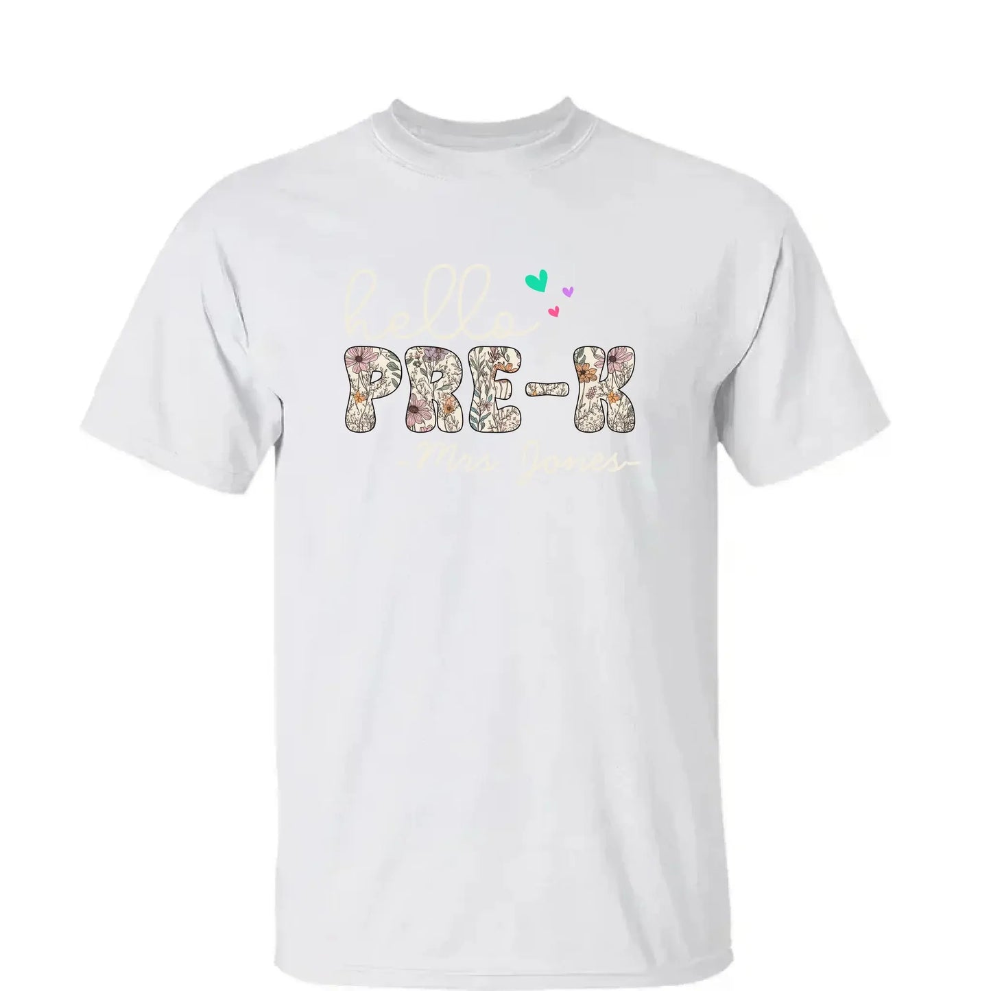 Hello Grade Teacher Shirt – Custom Back to School Floral Tee with Grade and Name, Gift for Preschool Pre-K Kindergarten Teachers Ezcustomize