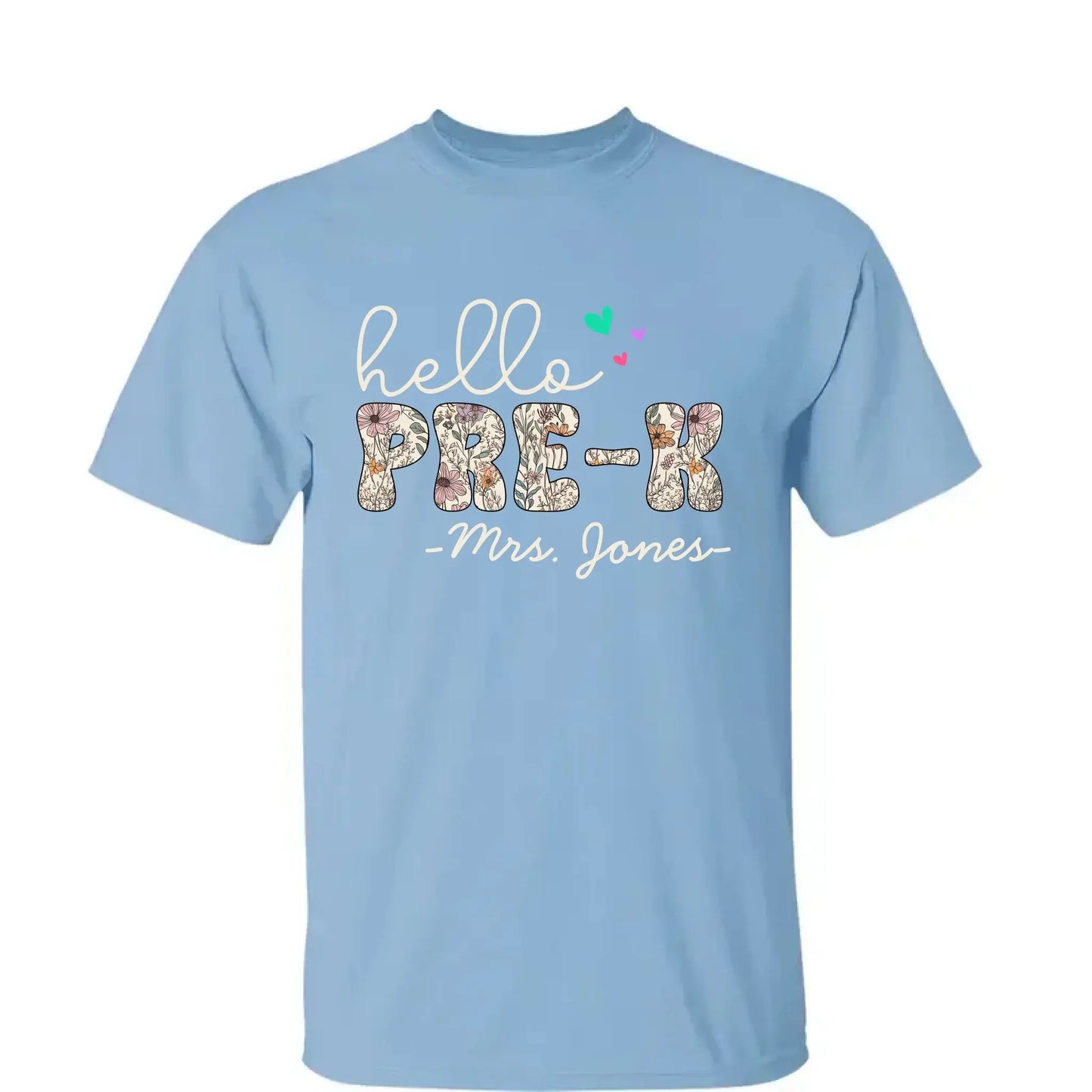 Hello Grade Teacher Shirt – Custom Back to School Floral Tee with Grade and Name, Gift for Preschool Pre-K Kindergarten Teachers Ezcustomize