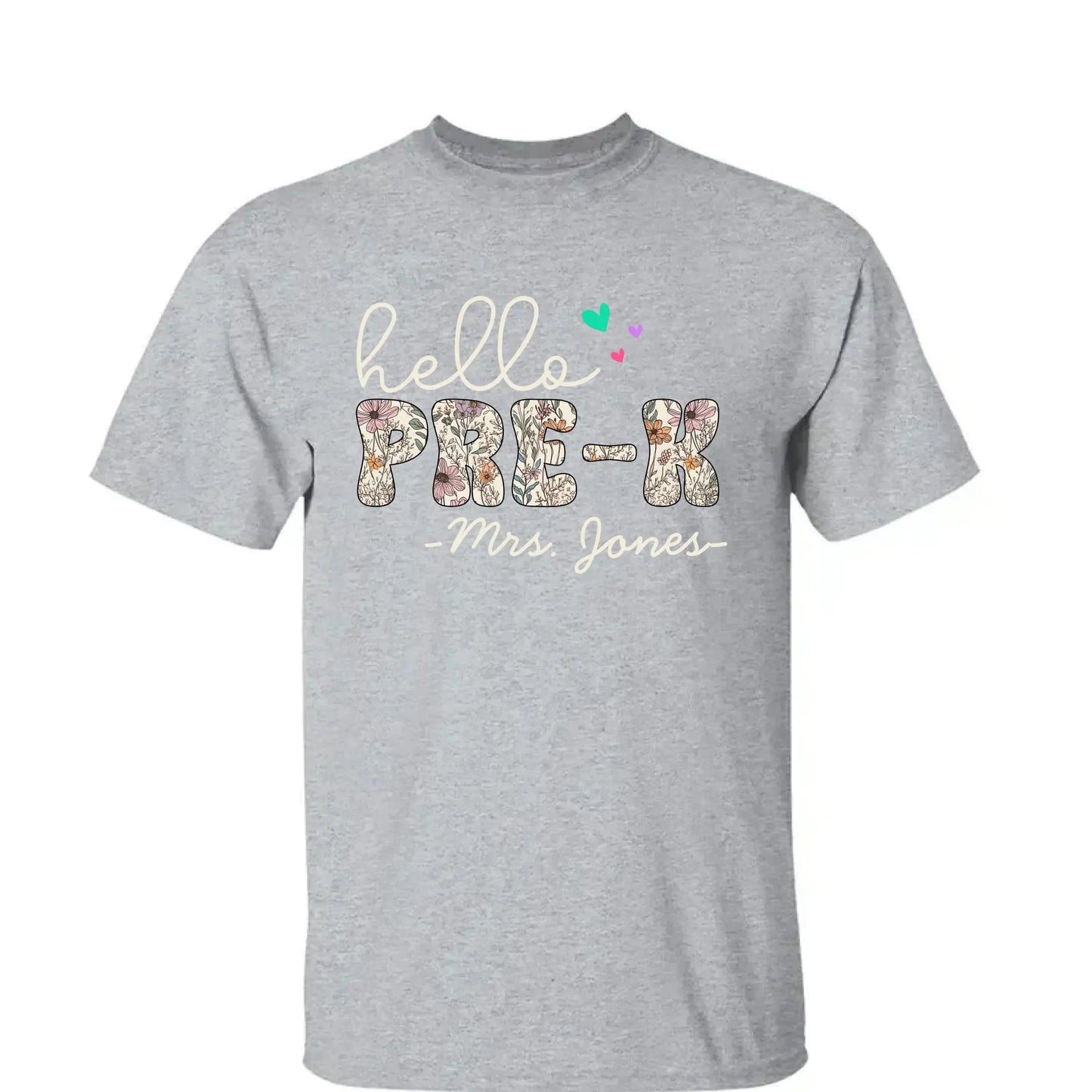 Hello Grade Teacher Shirt – Custom Back to School Floral Tee with Grade and Name, Gift for Preschool Pre-K Kindergarten Teachers Ezcustomize