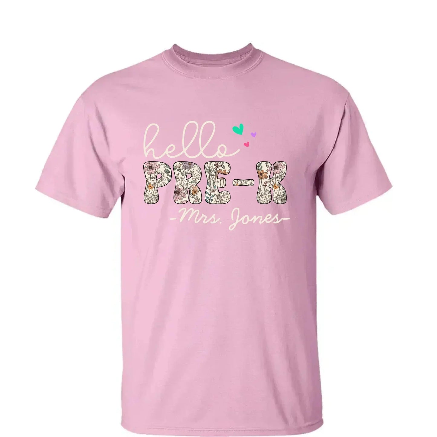 Hello Grade Teacher Shirt – Custom Back to School Floral Tee with Grade and Name, Gift for Preschool Pre-K Kindergarten Teachers Ezcustomize