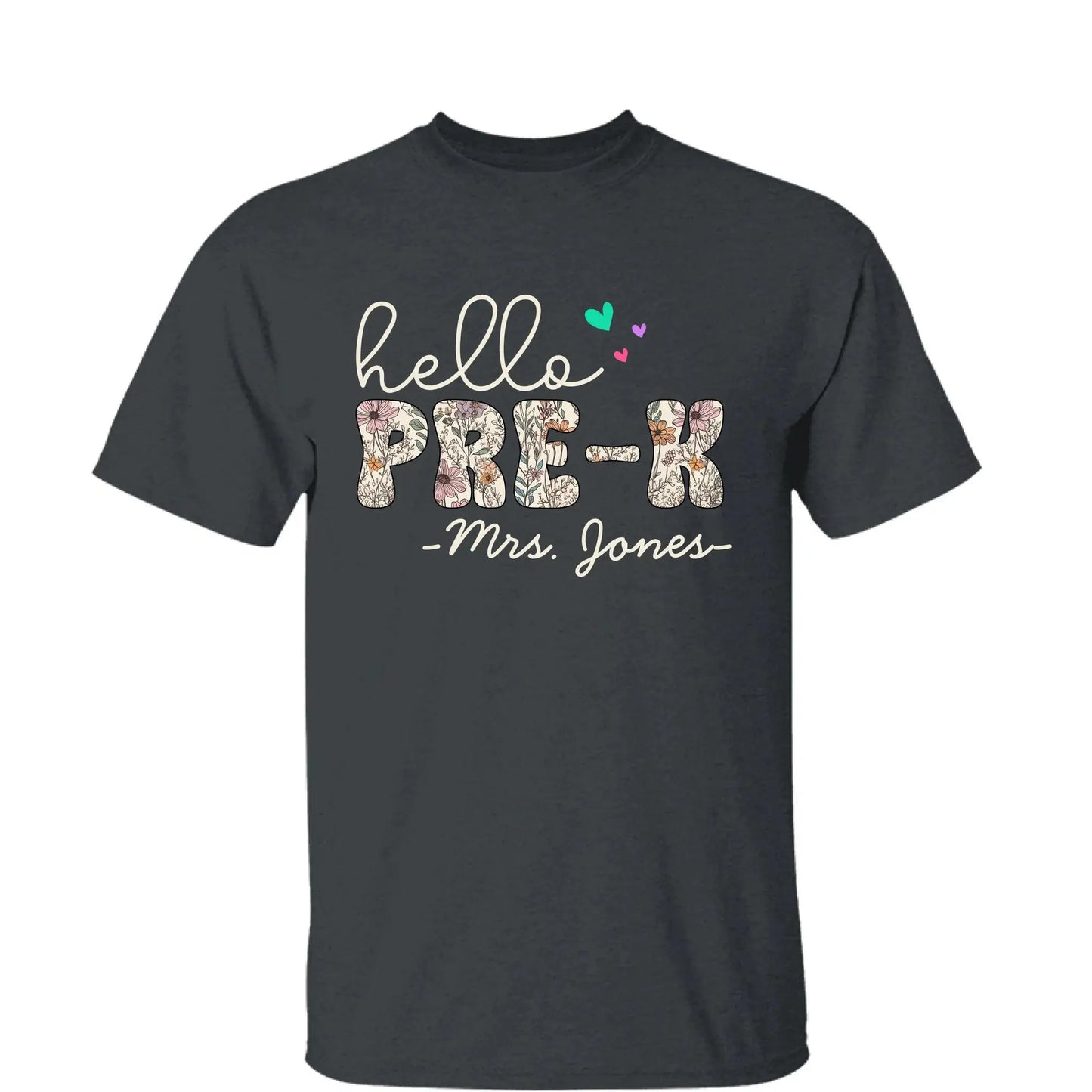 Hello Grade Teacher Shirt – Custom Back to School Floral Tee with Grade and Name, Gift for Preschool Pre-K Kindergarten Teachers Ezcustomize