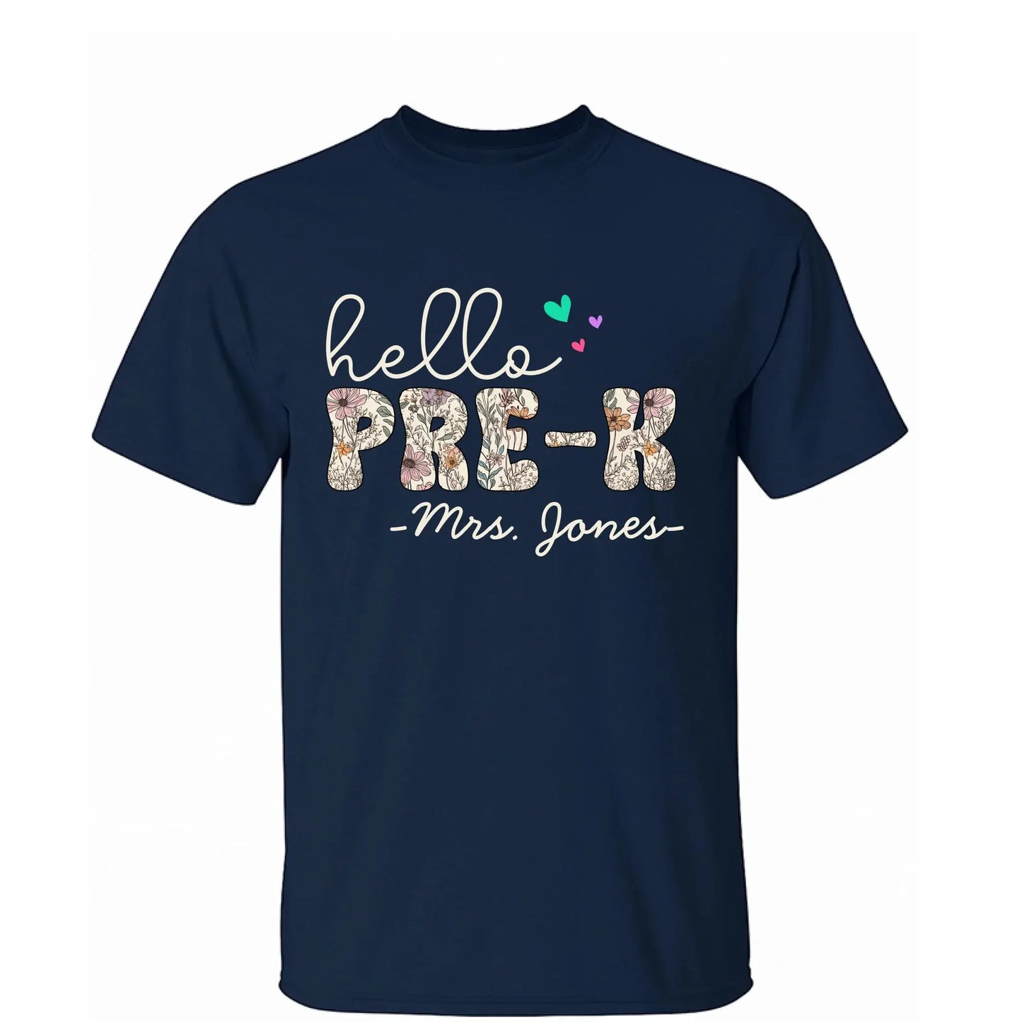 Hello Grade Teacher Shirt – Custom Back to School Floral Tee with Grade and Name, Gift for Preschool Pre-K Kindergarten Teachers Ezcustomize