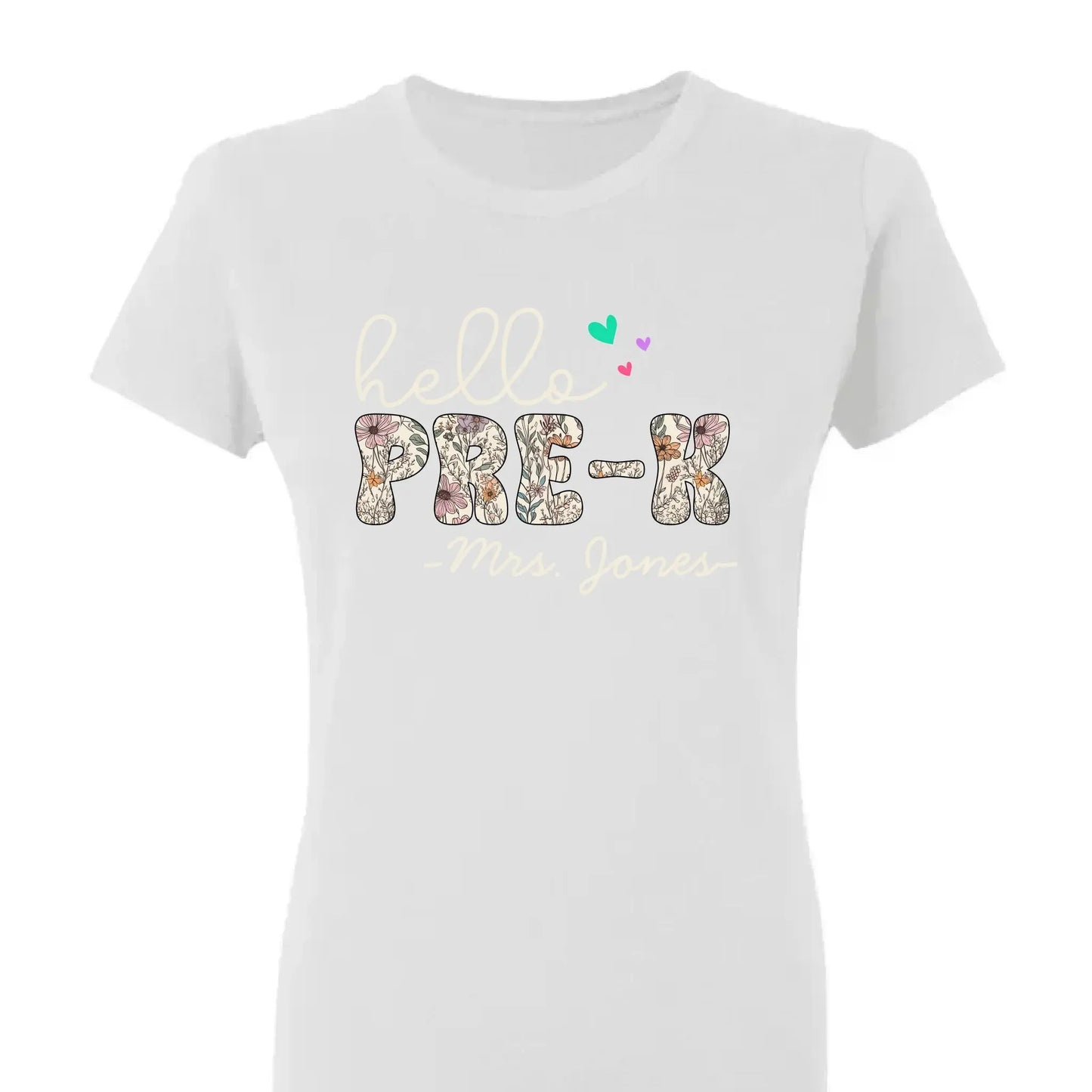 Hello Grade Teacher Shirt – Custom Back to School Floral Tee with Grade and Name, Gift for Preschool Pre-K Kindergarten Teachers Ezcustomize