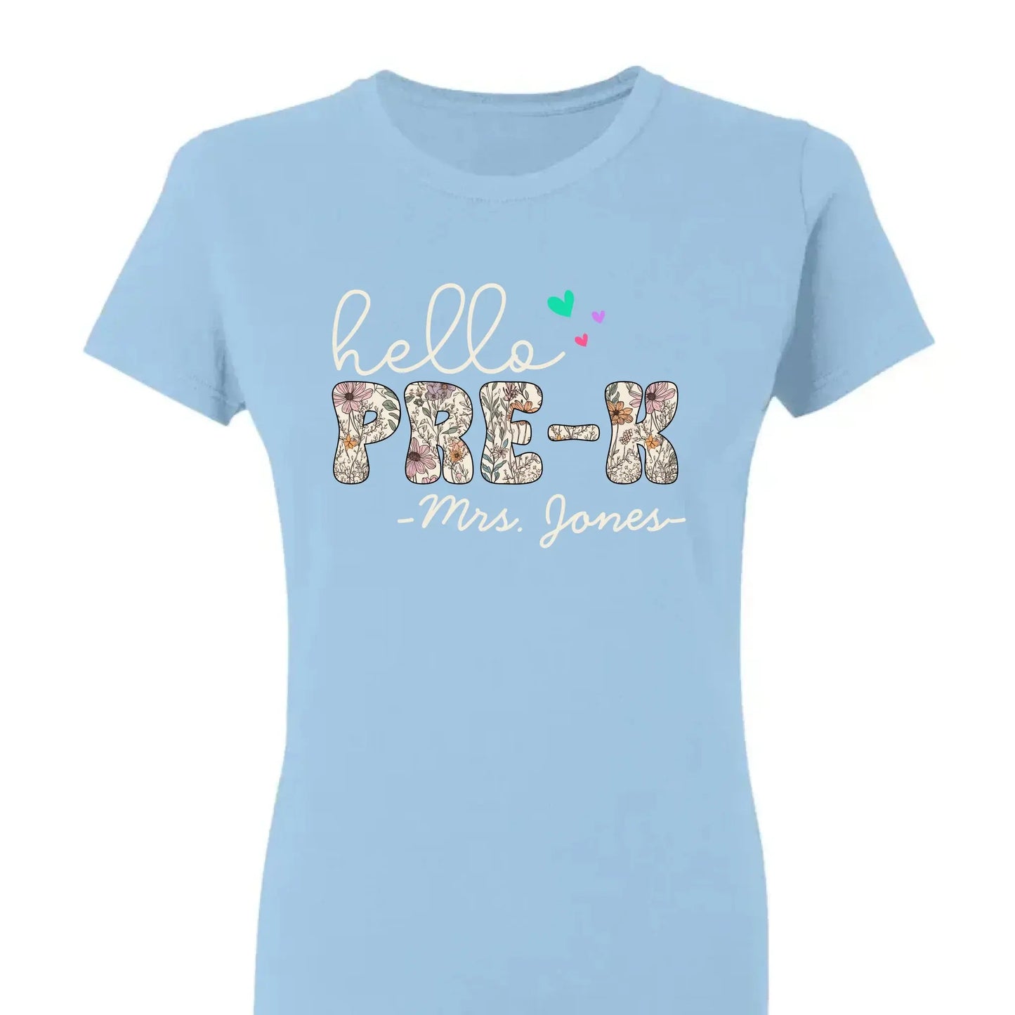 Hello Grade Teacher Shirt – Custom Back to School Floral Tee with Grade and Name, Gift for Preschool Pre-K Kindergarten Teachers Ezcustomize