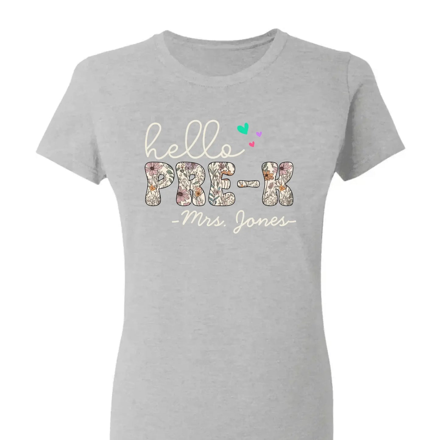 Hello Grade Teacher Shirt – Custom Back to School Floral Tee with Grade and Name, Gift for Preschool Pre-K Kindergarten Teachers Ezcustomize