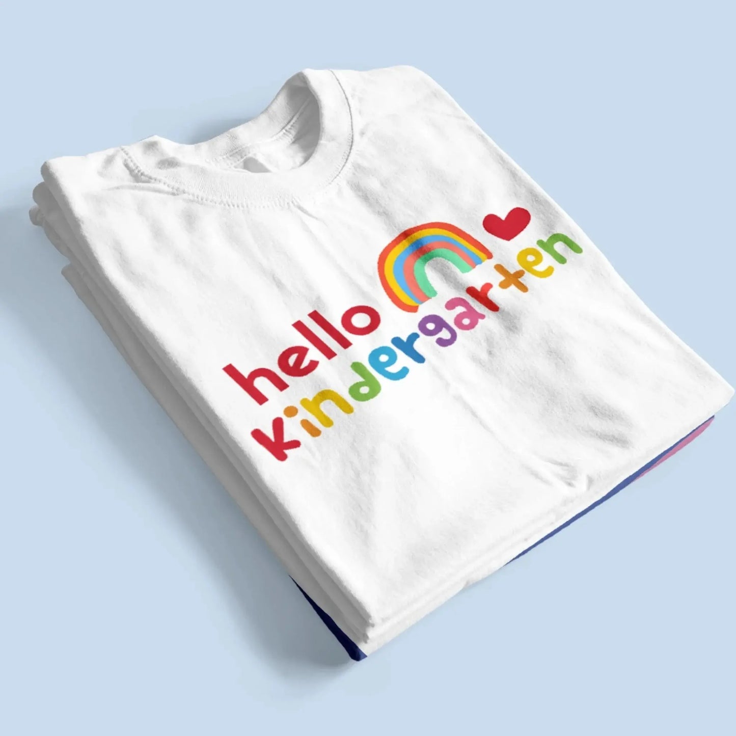 Hello Kindergarten Rainbow Shirt – Personalized Back to School T-Shirt – Cute First Day of School Gift for Kids, Girls or Boys Ezcustomize