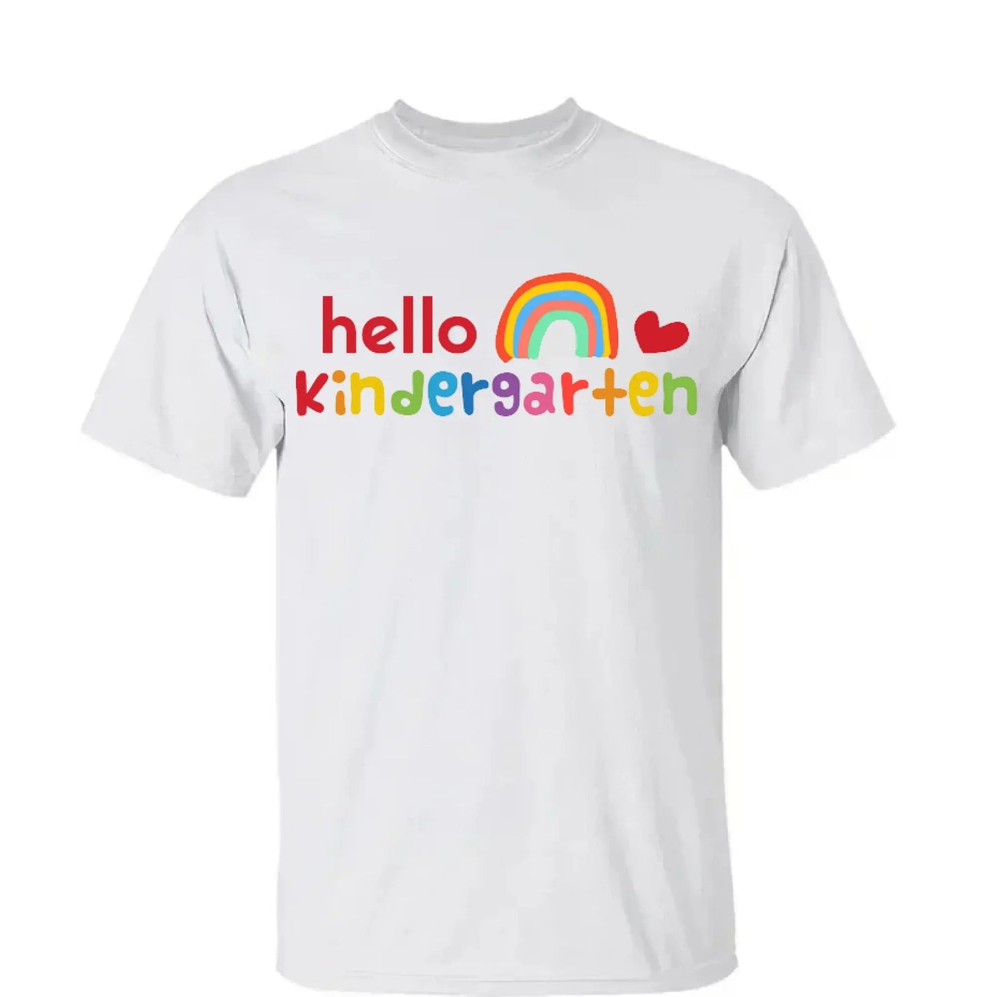 Hello Kindergarten Rainbow Shirt – Personalized Back to School T-Shirt – Cute First Day of School Gift for Kids, Girls or Boys Ezcustomize