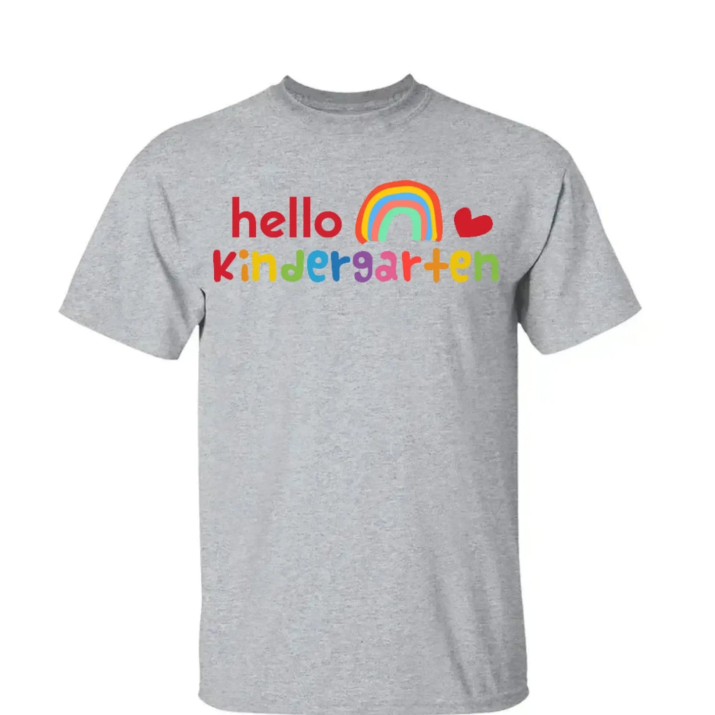 Hello Kindergarten Rainbow Shirt – Personalized Back to School T-Shirt – Cute First Day of School Gift for Kids, Girls or Boys Ezcustomize
