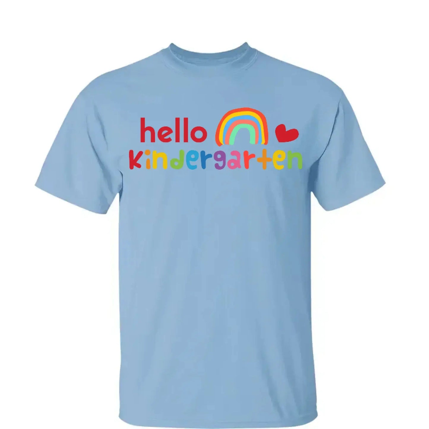 Hello Kindergarten Rainbow Shirt – Personalized Back to School T-Shirt – Cute First Day of School Gift for Kids, Girls or Boys Ezcustomize
