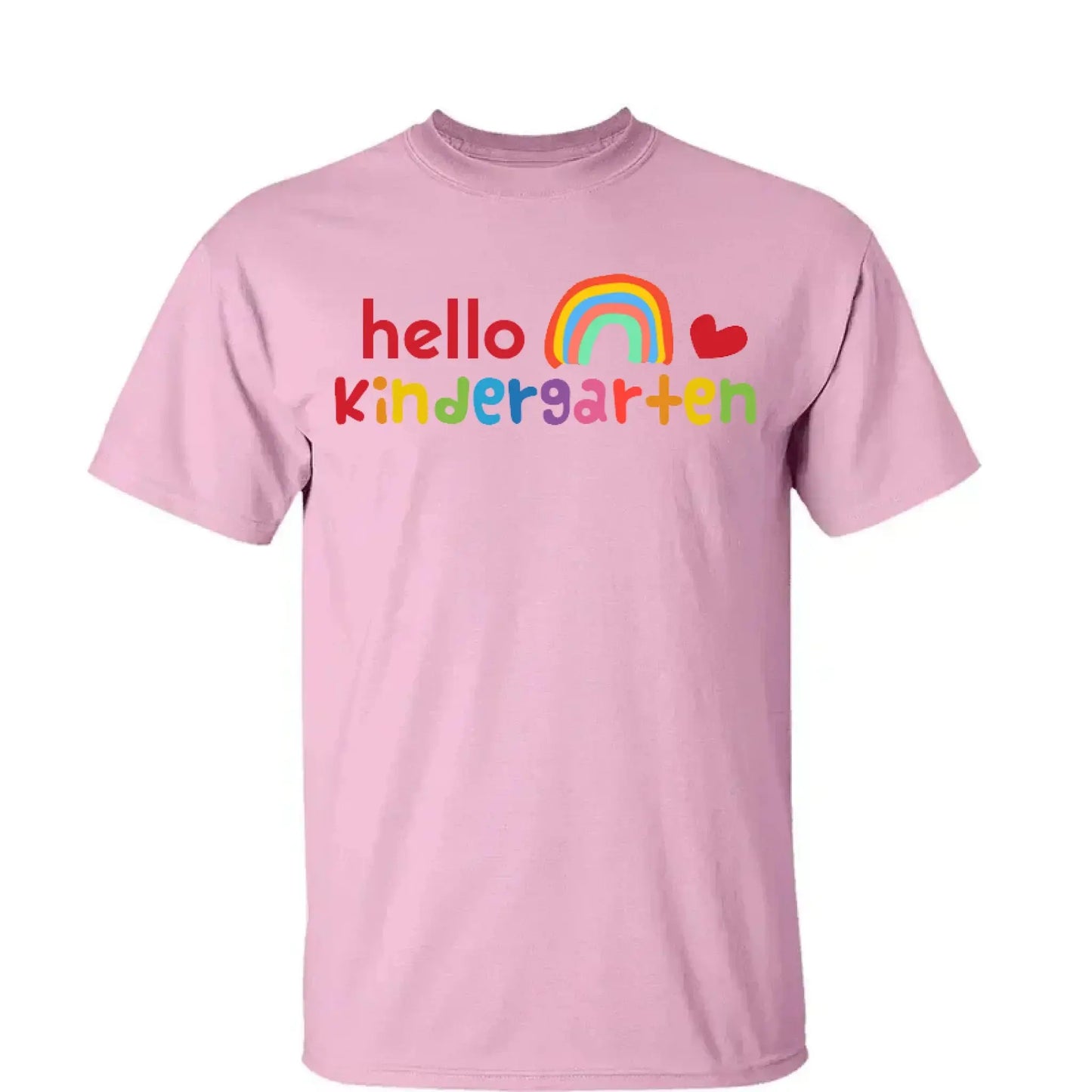 Hello Kindergarten Rainbow Shirt – Personalized Back to School T-Shirt – Cute First Day of School Gift for Kids, Girls or Boys Ezcustomize