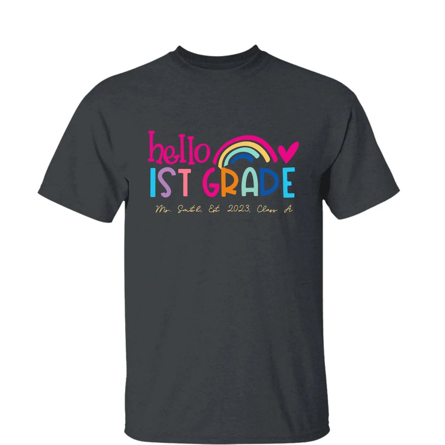 Hello Kindergarten Shirt – Personalized Rainbow T-Shirt for Teachers, Custom Back to School Gift for Pre-K, Preschool, or Kindergarten Ezcustomize