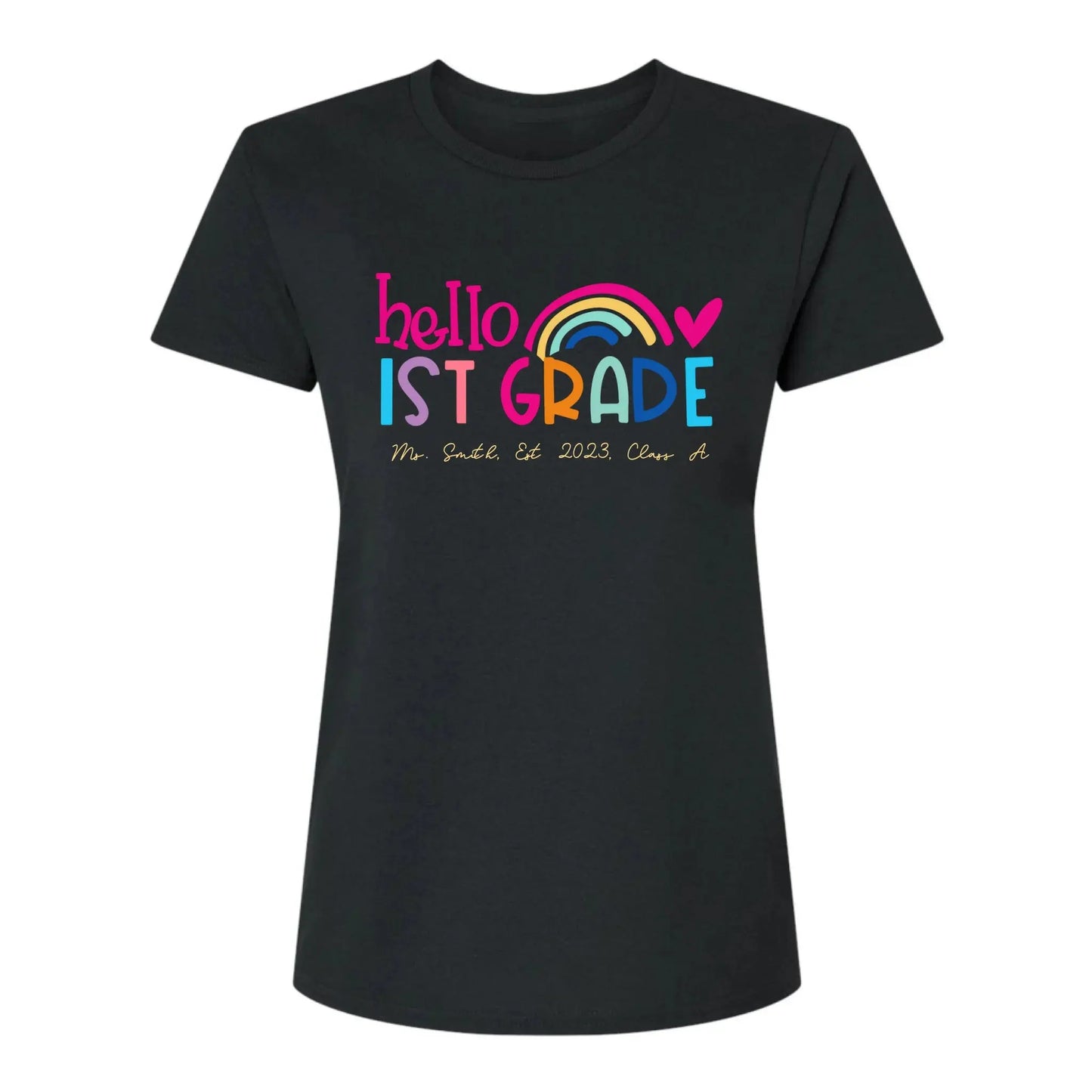 Hello Kindergarten Shirt – Personalized Rainbow T-Shirt for Teachers, Custom Back to School Gift for Pre-K, Preschool, or Kindergarten Ezcustomize