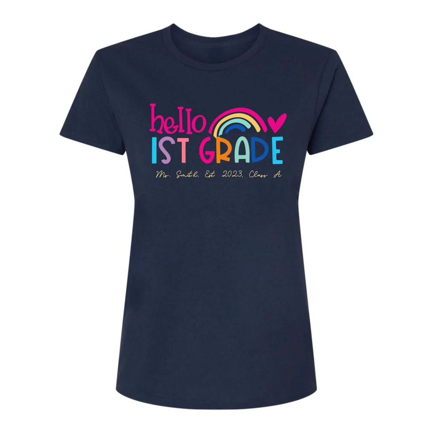Hello Kindergarten Shirt – Personalized Rainbow T-Shirt for Teachers, Custom Back to School Gift for Pre-K, Preschool, or Kindergarten Ezcustomize