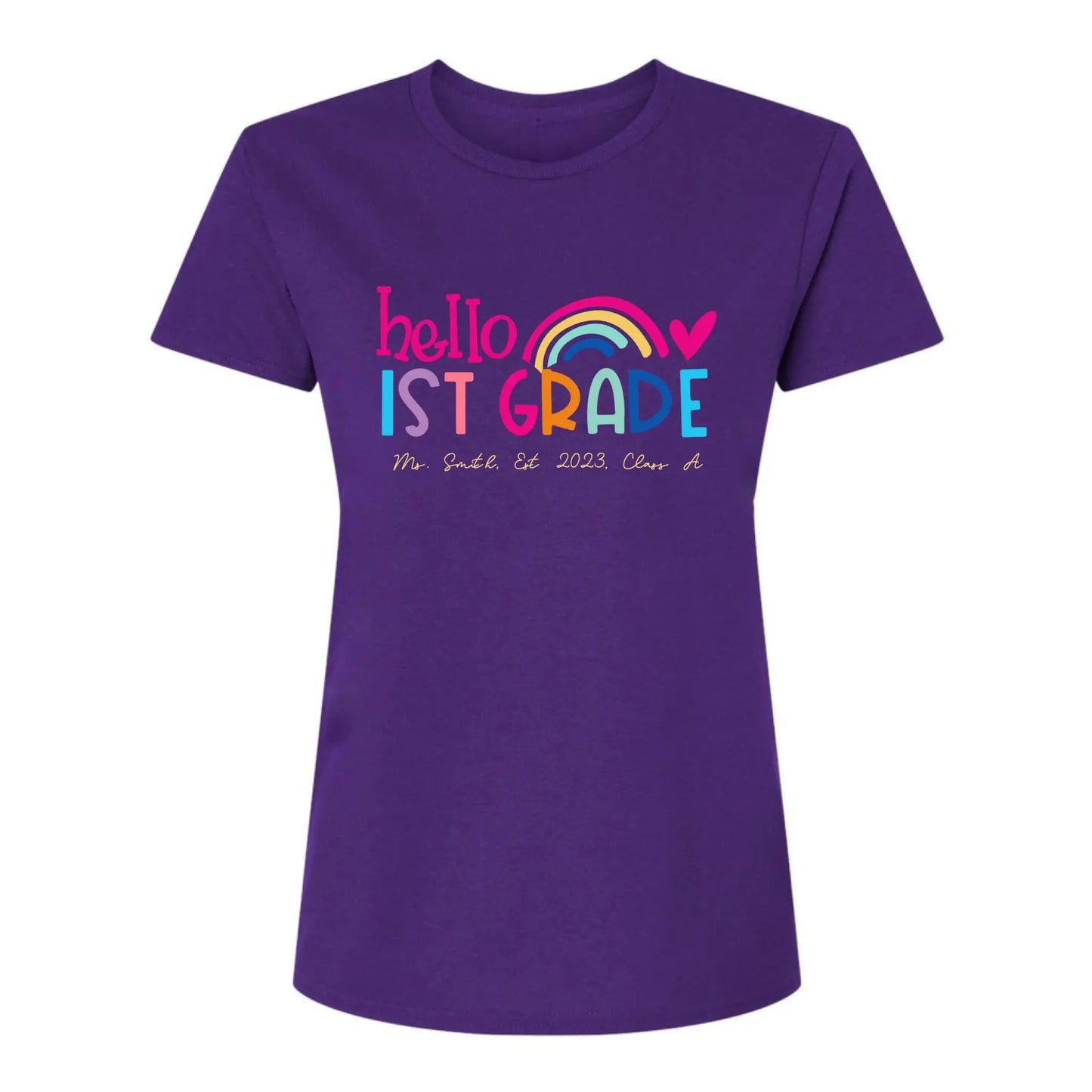 Hello Kindergarten Shirt – Personalized Rainbow T-Shirt for Teachers, Custom Back to School Gift for Pre-K, Preschool, or Kindergarten Ezcustomize