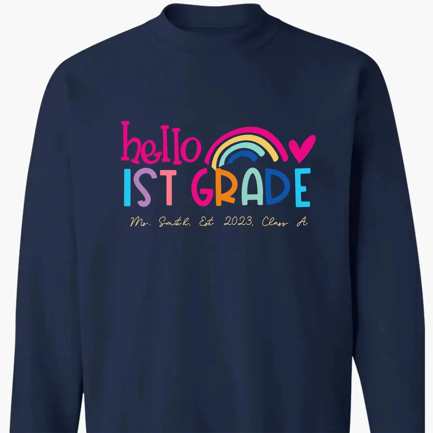Hello Kindergarten Shirt – Personalized Rainbow T-Shirt for Teachers, Custom Back to School Gift for Pre-K, Preschool, or Kindergarten Ezcustomize