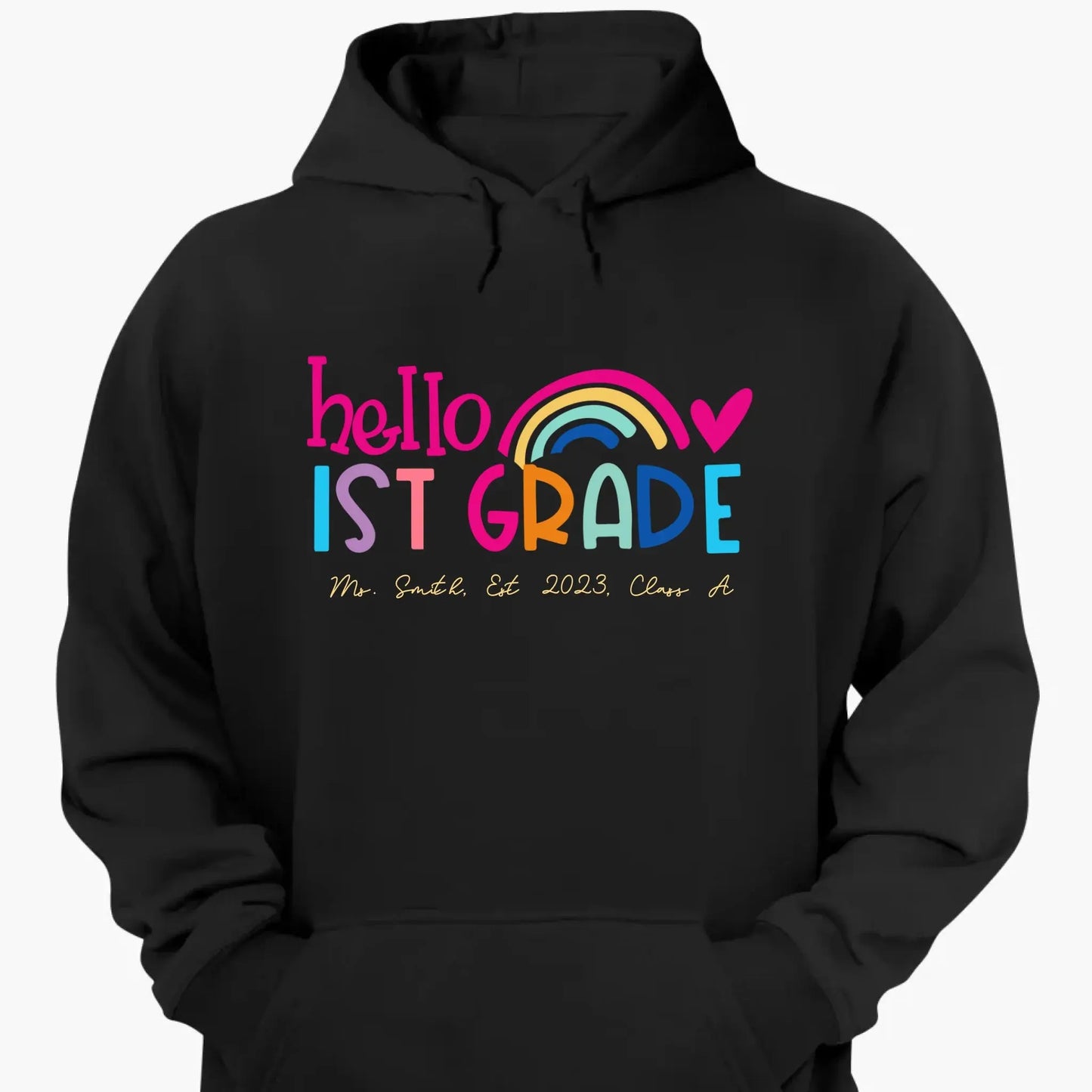 Hello Kindergarten Shirt – Personalized Rainbow T-Shirt for Teachers, Custom Back to School Gift for Pre-K, Preschool, or Kindergarten Ezcustomize