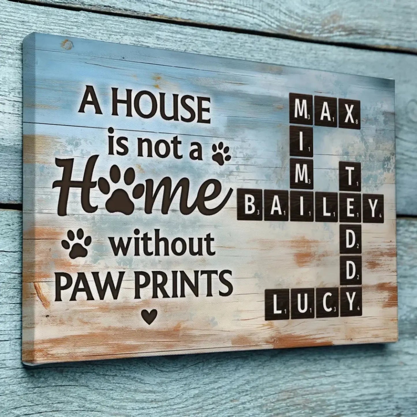 Home with Paw Prints Pet Crossword Art – Personalized Poster/Canvas – Custom Name Gift for Dog & Cat Lovers Ezcustomize