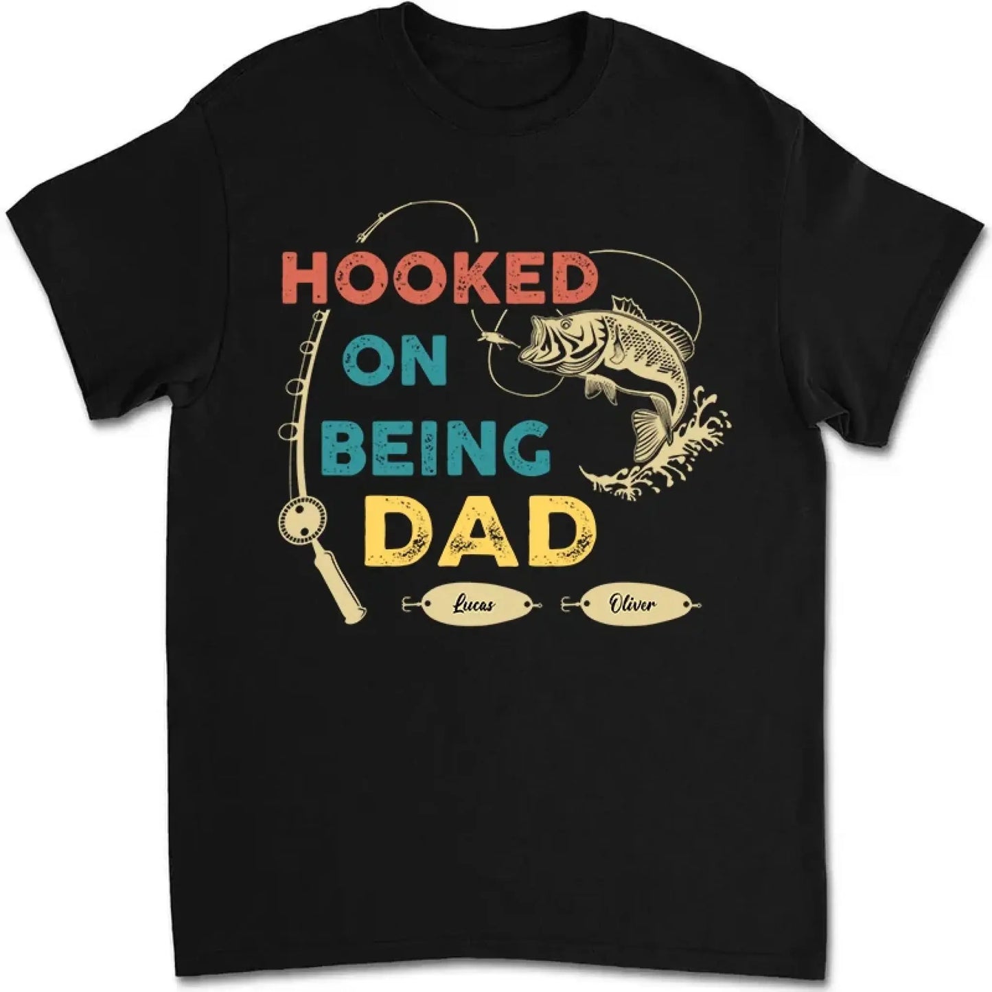 Hooked by Being Your Favorite Catch – Personalized Fishing Shirt – Custom Gift for Dad, Grandpa, or Papa from Kids Ezcustomize