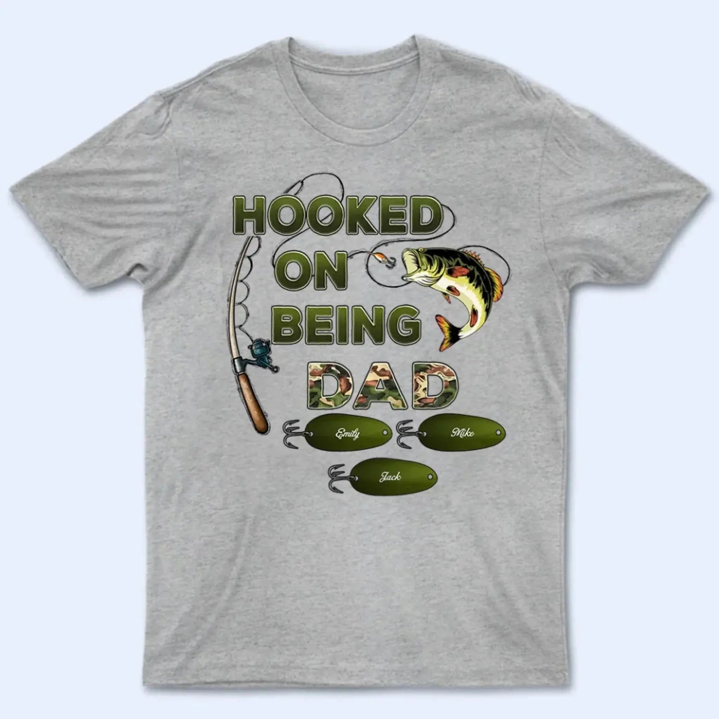 Hooked on Being Grandpa/Papa - Personalized Fishing Camouflage Shirt - Unique Father’s Day Gift Ezcustomize