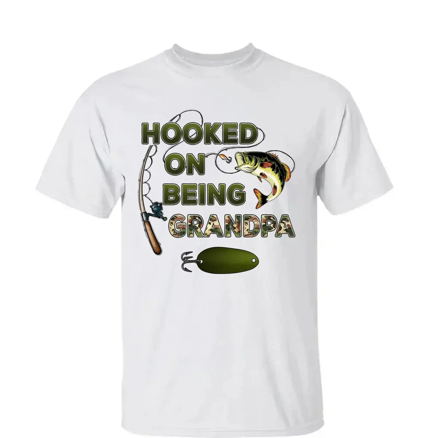 Hooked on Being Grandpa/Papa - Personalized Fishing Camouflage Shirt - Unique Father’s Day Gift Ezcustomize