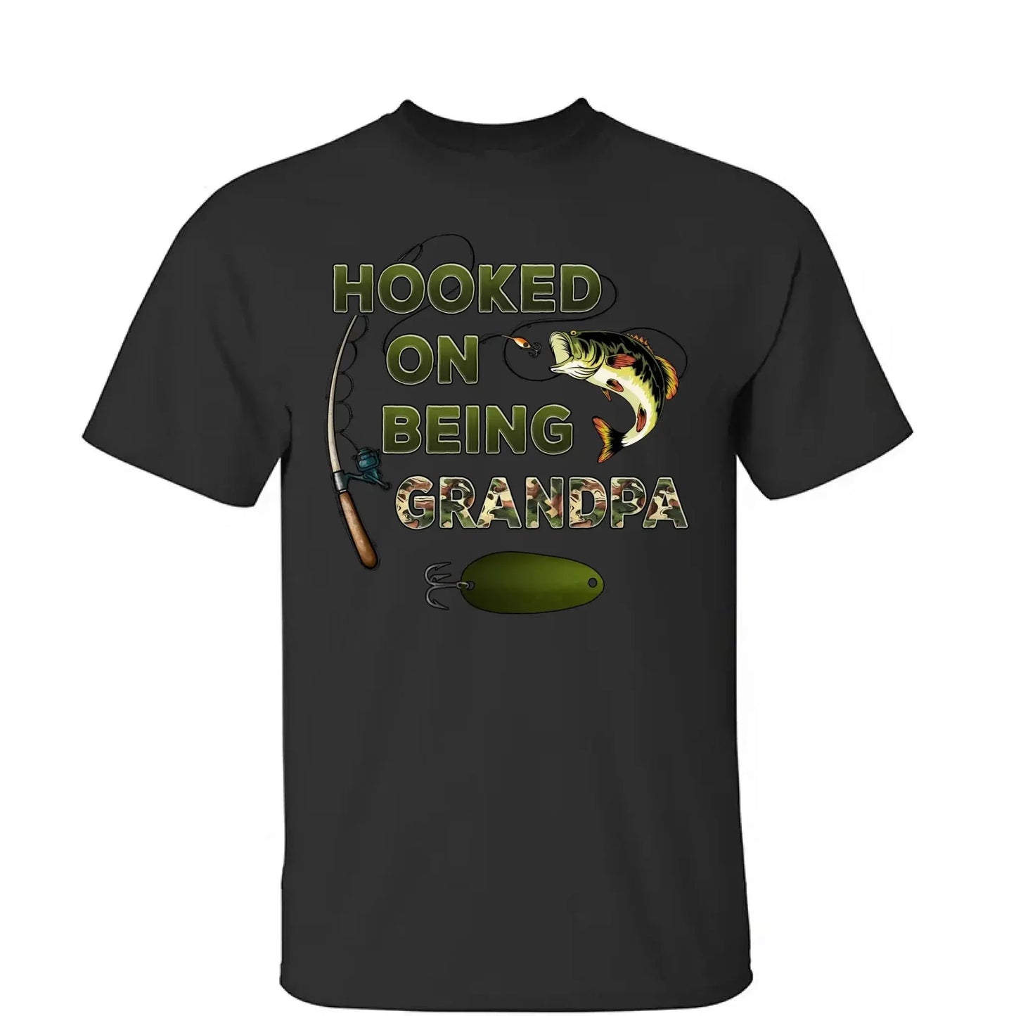 Hooked on Being Grandpa/Papa - Personalized Fishing Camouflage Shirt - Unique Father’s Day Gift Ezcustomize
