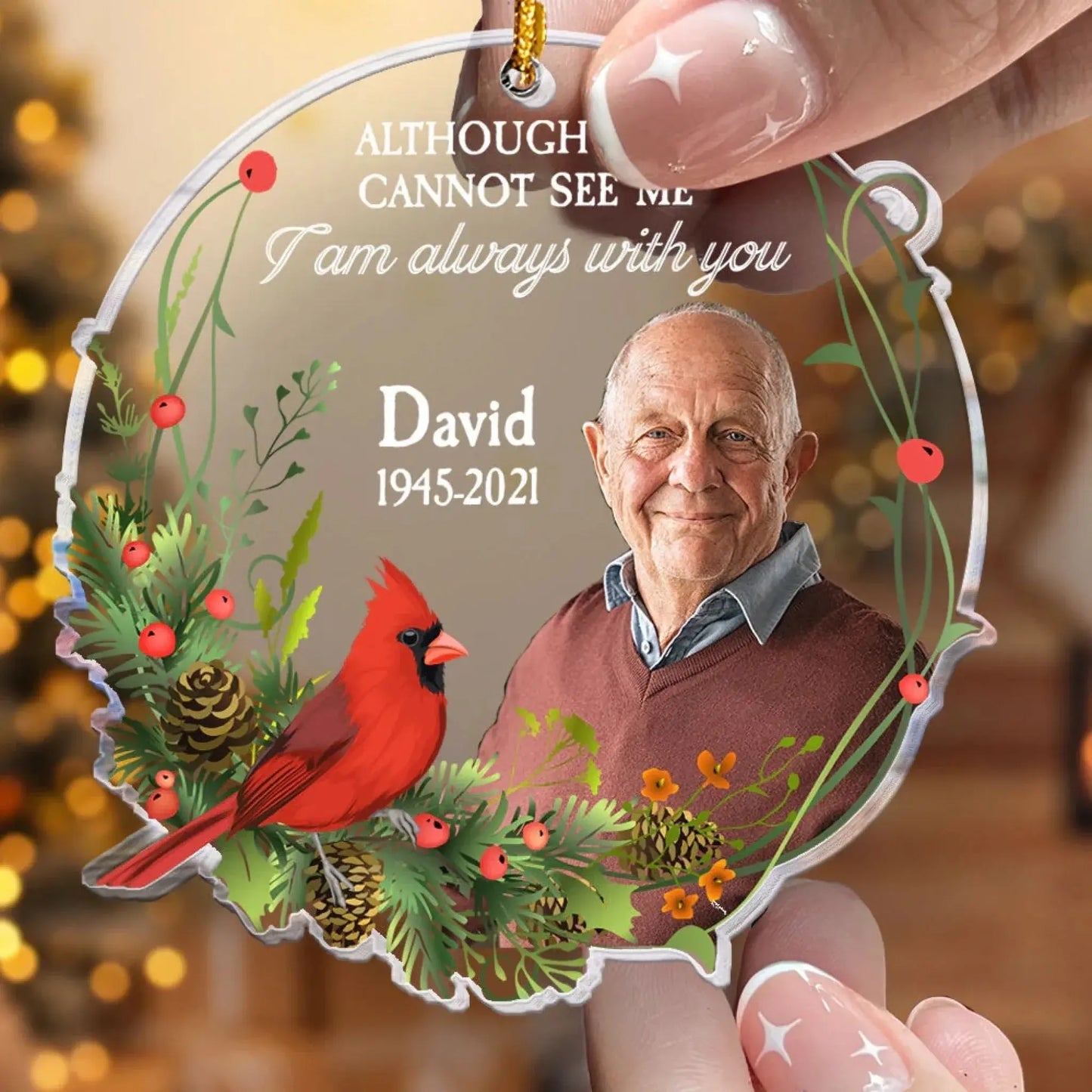 I Am Always With You Quote – Personalized Memorial Photo Ornament – Heartfelt Sympathy & Remembrance Gift for Family and Loved Ones Ezcustomize