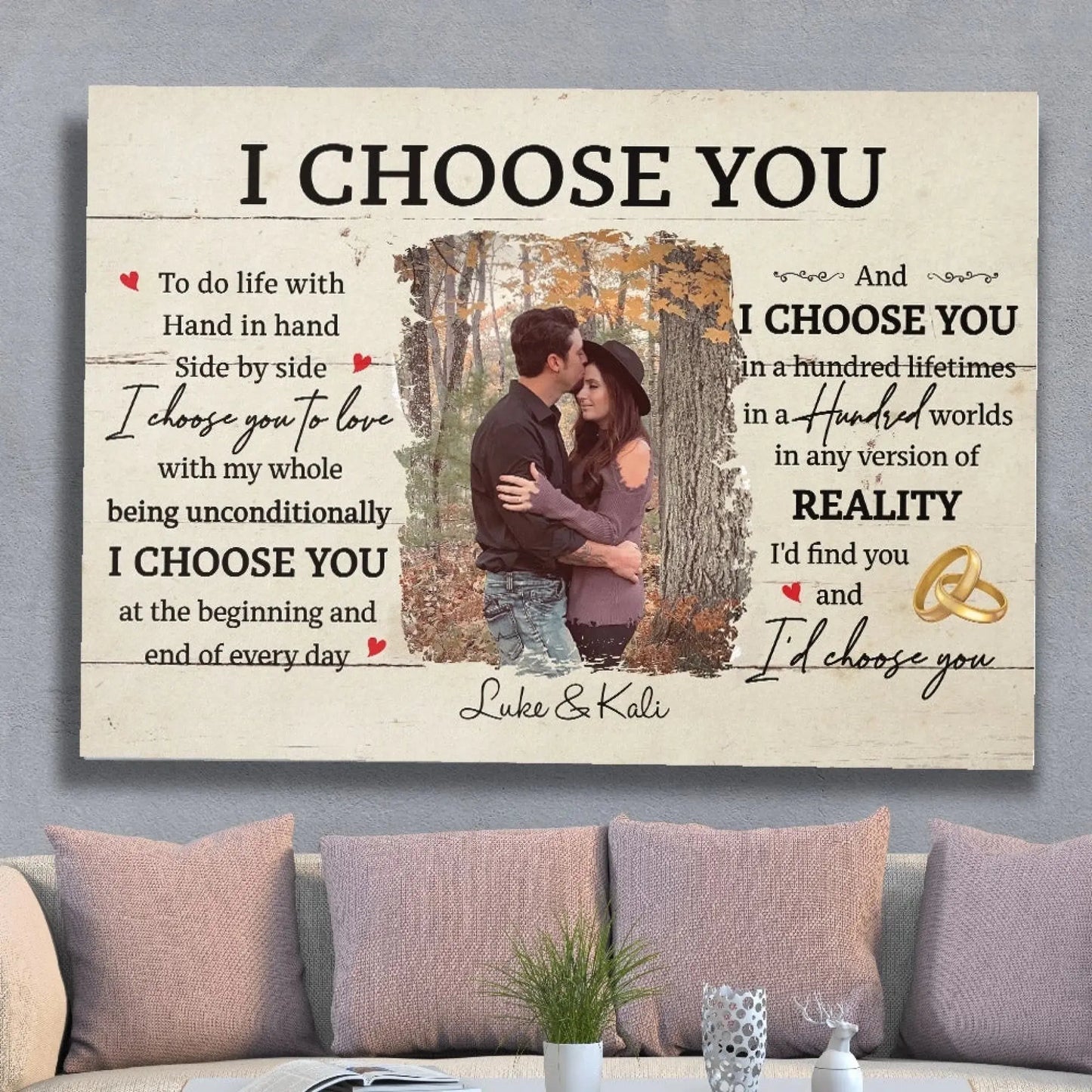 I Choose You Romantic Quote – Personalized Canvas/Poster – Meaningful Gift for Couples, Anniversaries, or Weddings Ezcustomize