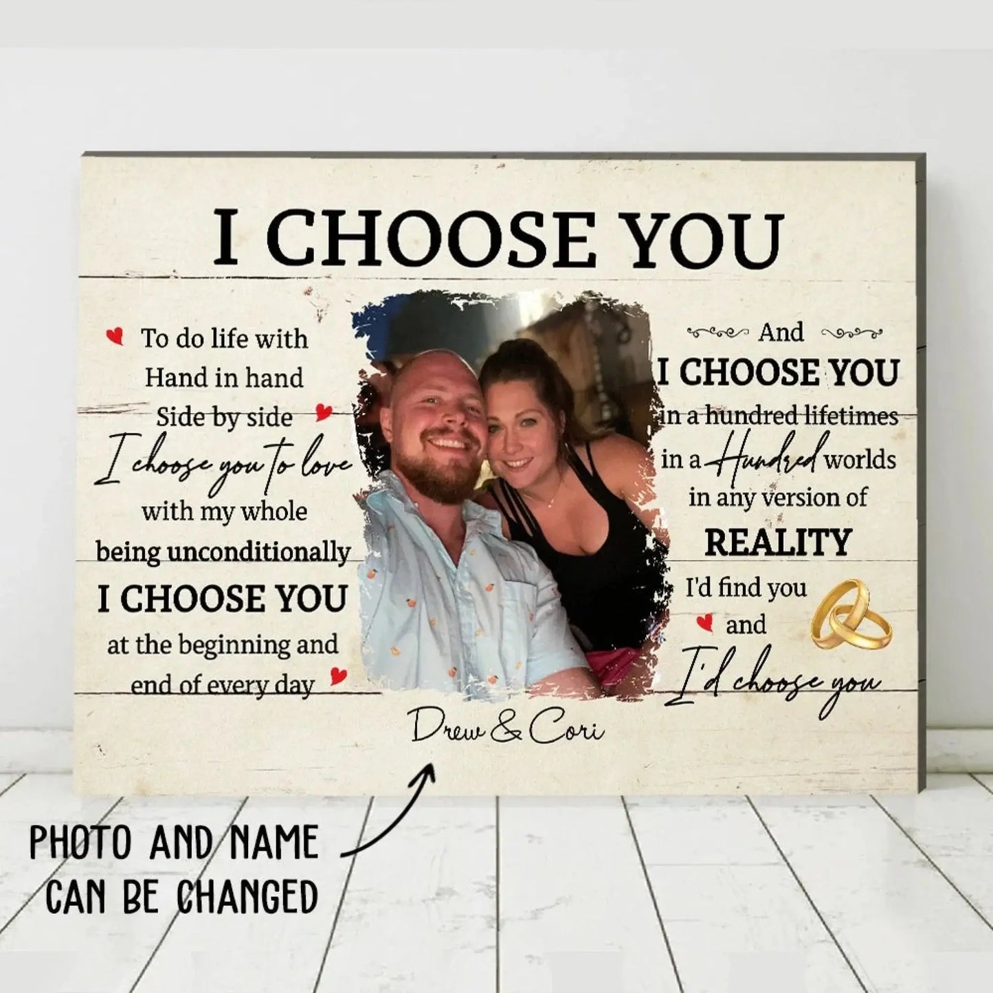 I Choose You Romantic Quote – Personalized Canvas/Poster – Meaningful Gift for Couples, Anniversaries, or Weddings Ezcustomize