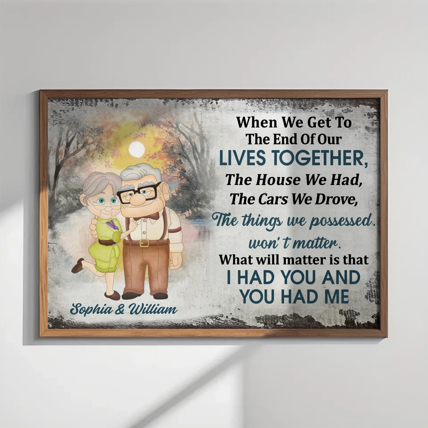 I Had You And You Had Me – Cartoon Old Couple Poster/Canvas – Personalized Gift for Grandparents, Anniversary, or Retirement Ezcustomize