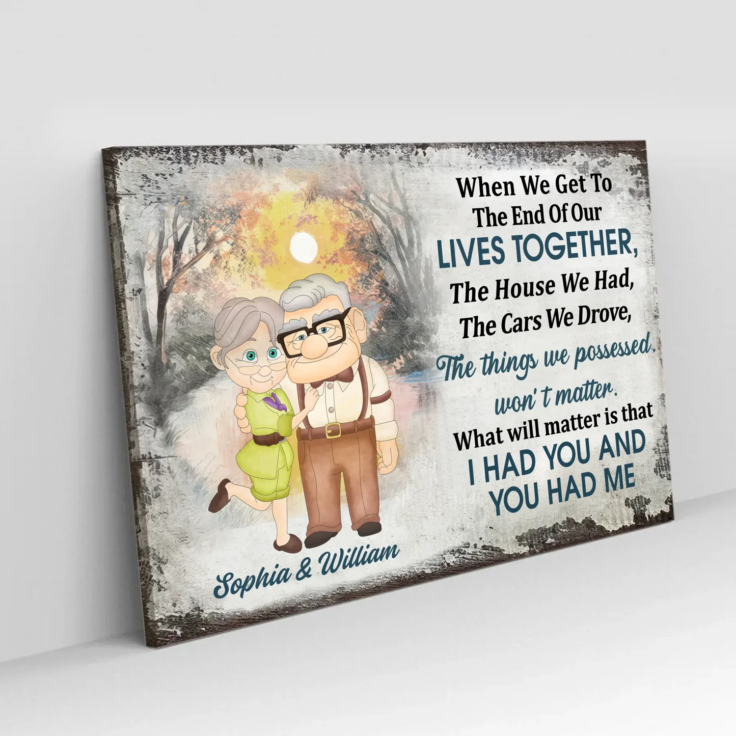 I Had You And You Had Me – Cartoon Old Couple Poster/Canvas – Personalized Gift for Grandparents, Anniversary, or Retirement Ezcustomize