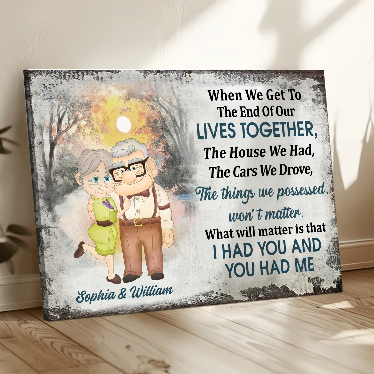 I Had You And You Had Me – Cartoon Old Couple Poster/Canvas – Personalized Gift for Grandparents, Anniversary, or Retirement Ezcustomize