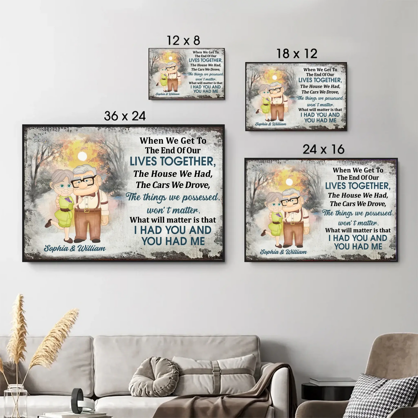 I Had You And You Had Me – Cartoon Old Couple Poster/Canvas – Personalized Gift for Grandparents, Anniversary, or Retirement Ezcustomize