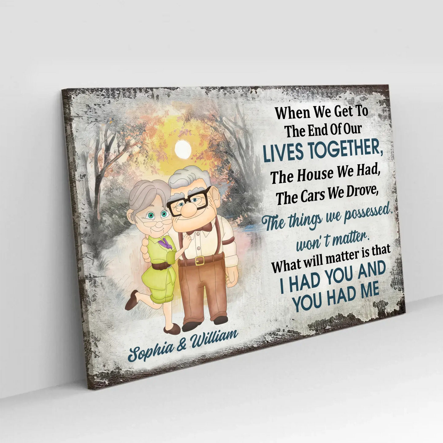 I Had You And You Had Me – Cartoon Old Couple Poster/Canvas – Personalized Gift for Grandparents, Anniversary, or Retirement Ezcustomize