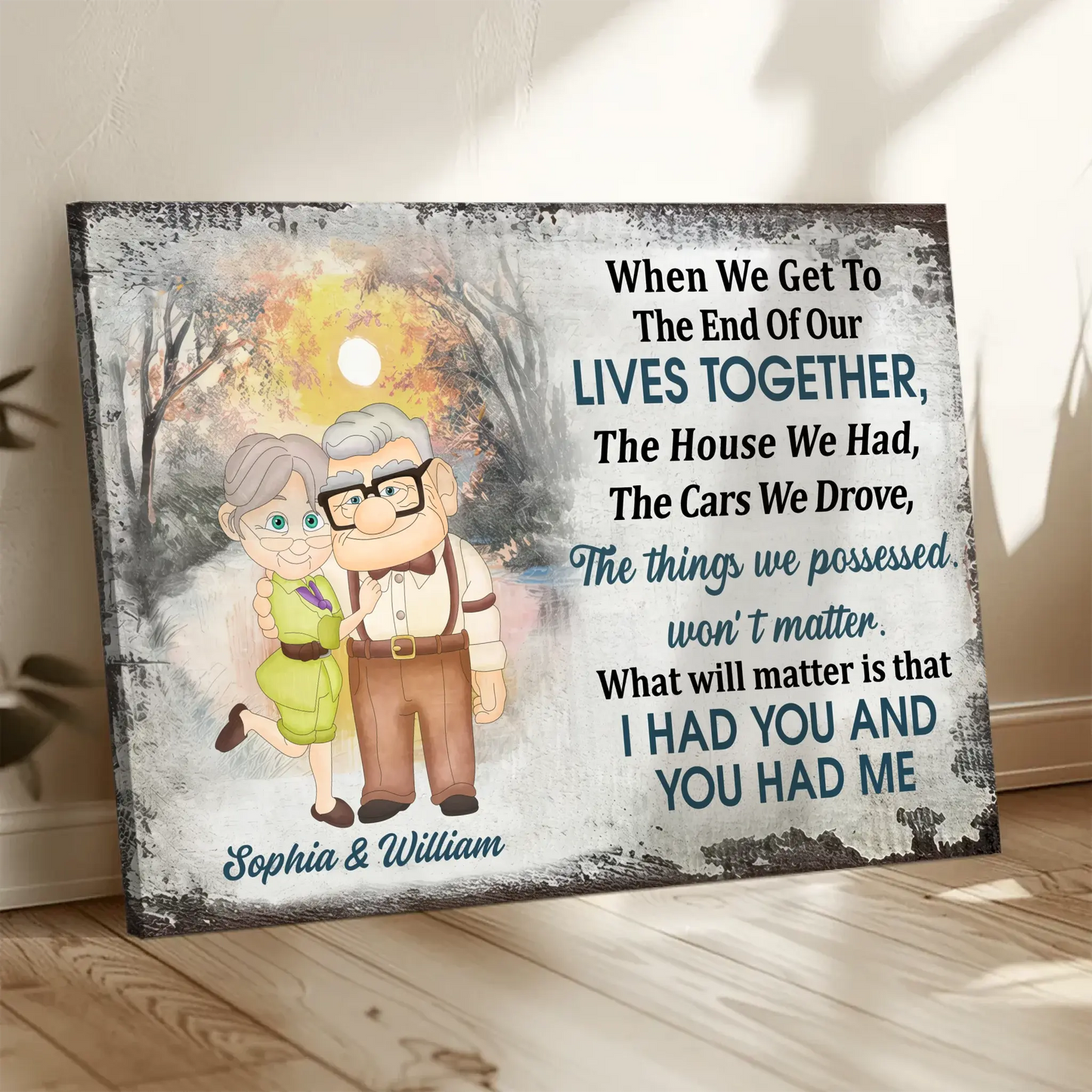 I Had You And You Had Me – Cartoon Old Couple Poster/Canvas – Personalized Gift for Grandparents, Anniversary, or Retirement Ezcustomize