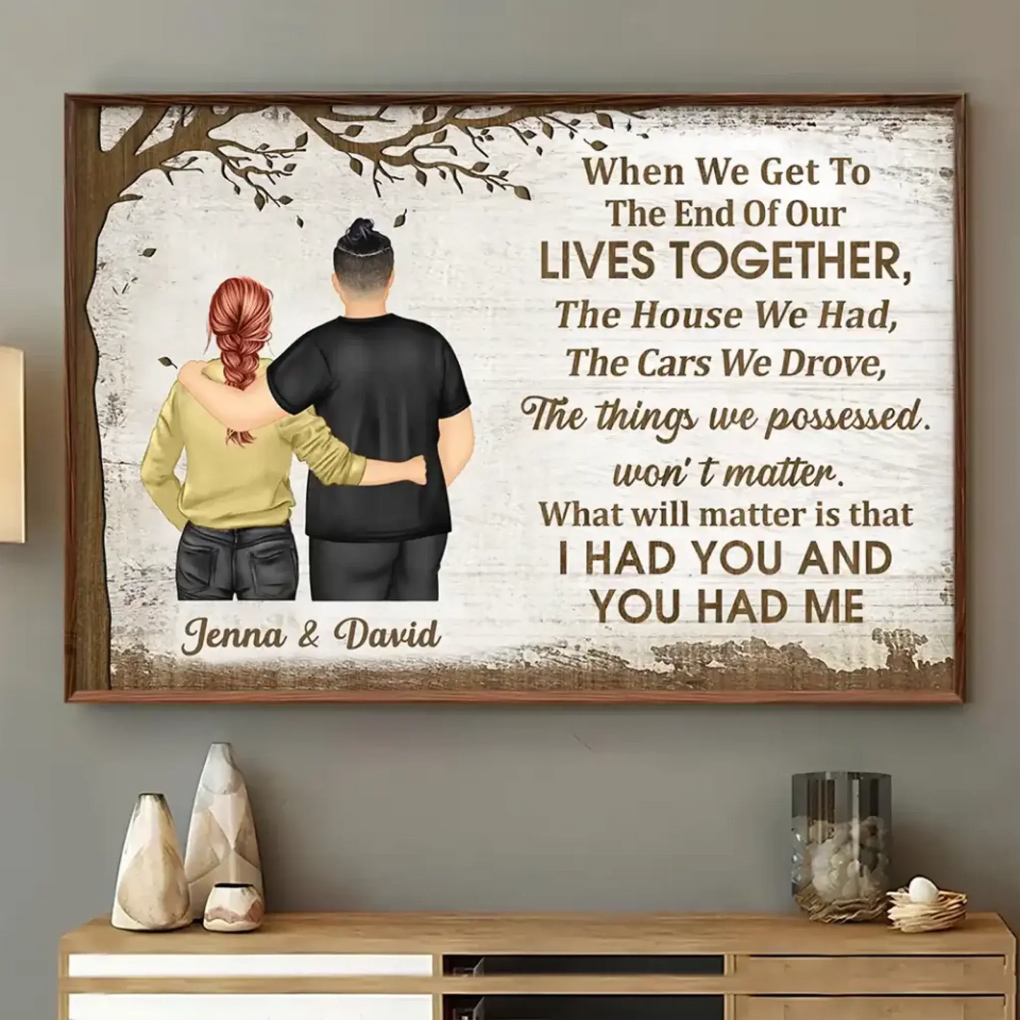 "I Had You & You Had Me" Old Couple Illustration – Personalized Poster/Canvas – Custom Anniversary & Love Gift for Couples Ezcustomize