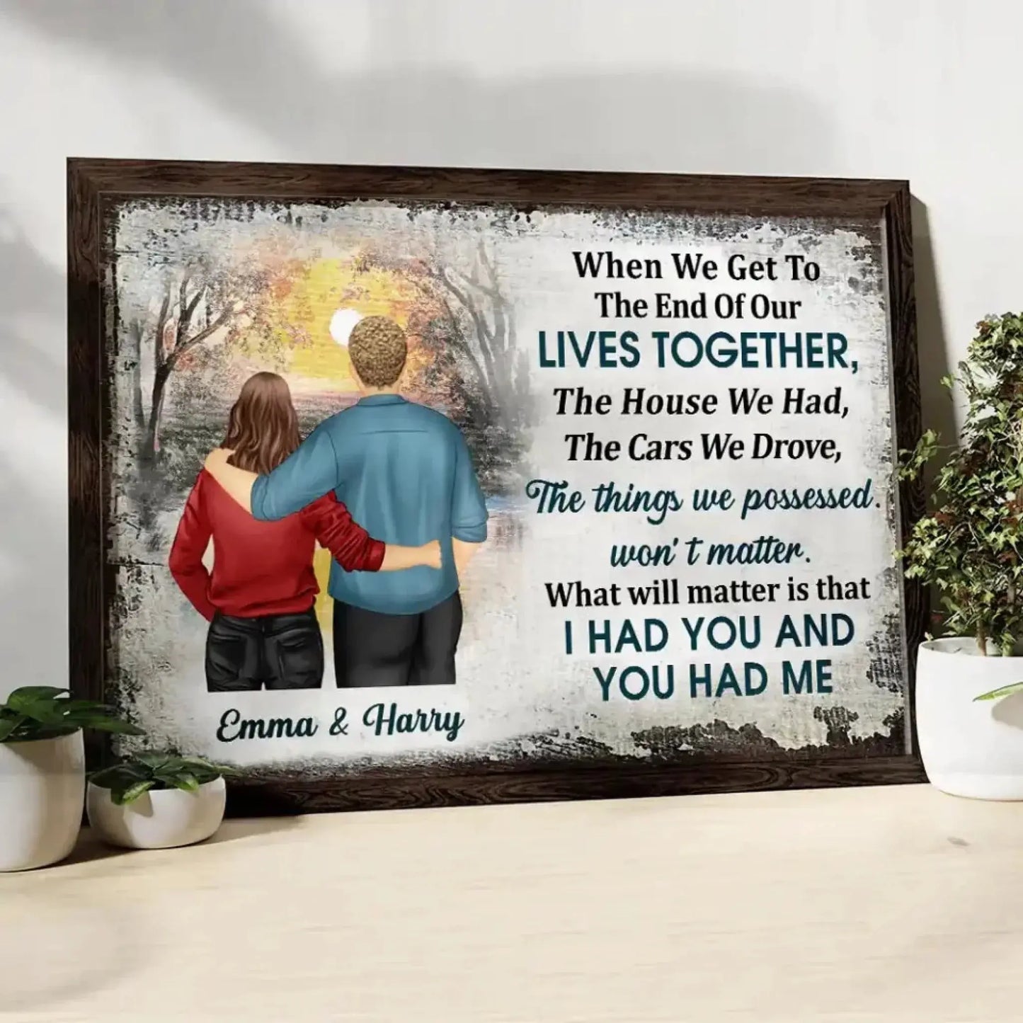 "I Had You & You Had Me" Old Couple Illustration – Personalized Poster/Canvas – Custom Anniversary & Love Gift for Couples Ezcustomize