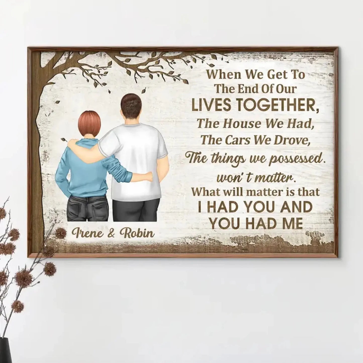 "I Had You & You Had Me" Old Couple Illustration – Personalized Poster/Canvas – Custom Anniversary & Love Gift for Couples Ezcustomize